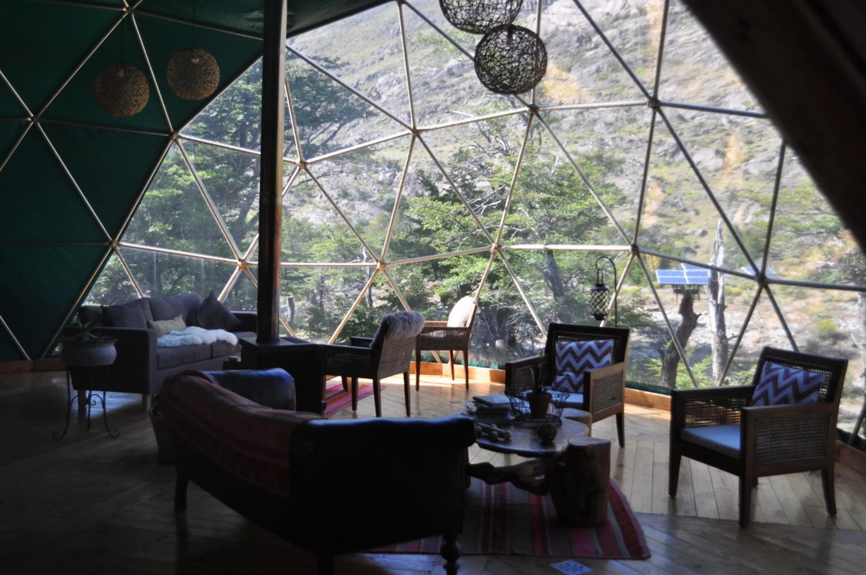 Communal lounge/ TV room in Patagonia Eco Domes