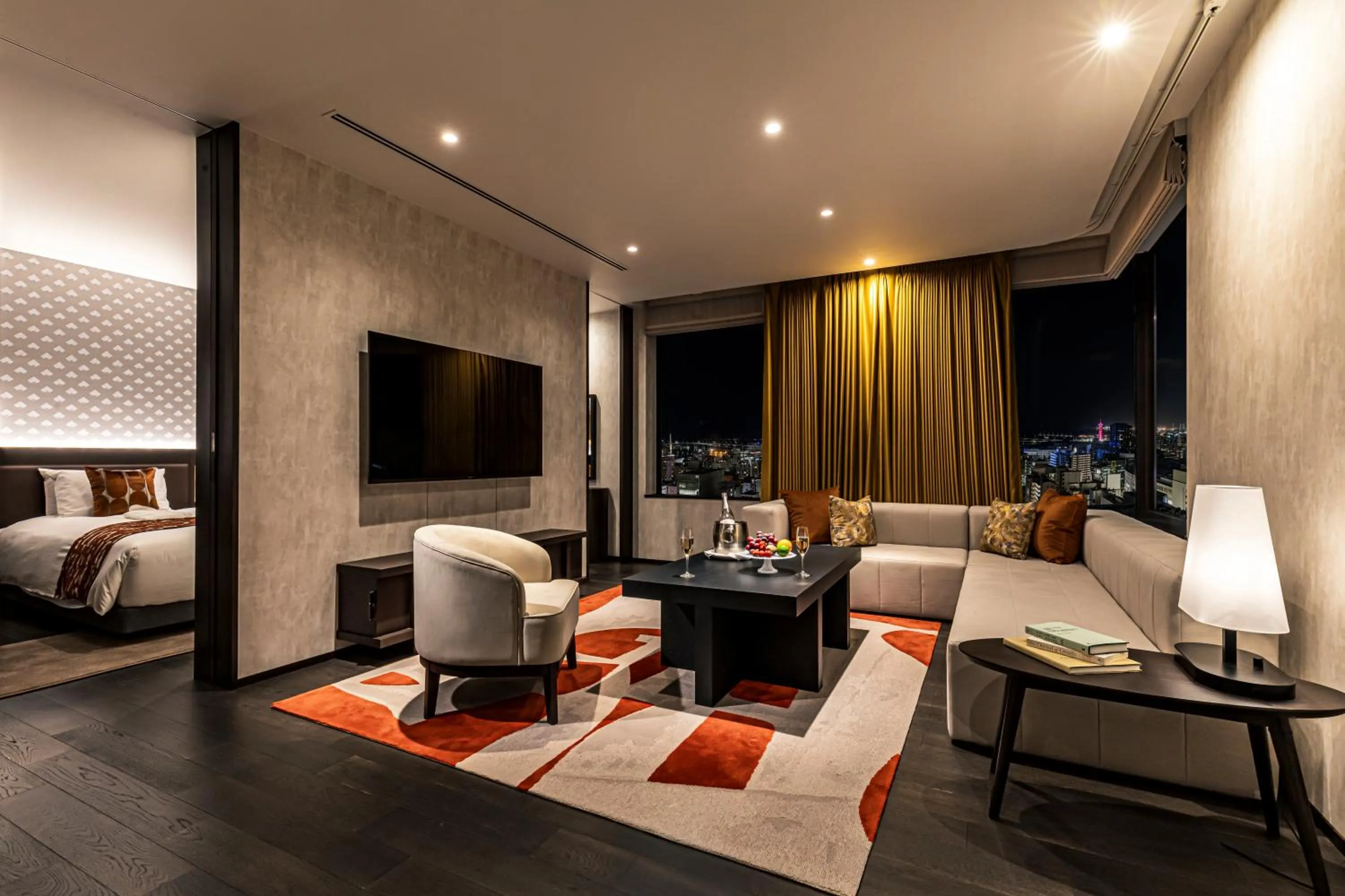 Living room, Bed in The Gate Hotel Fukuoka by Hulic
