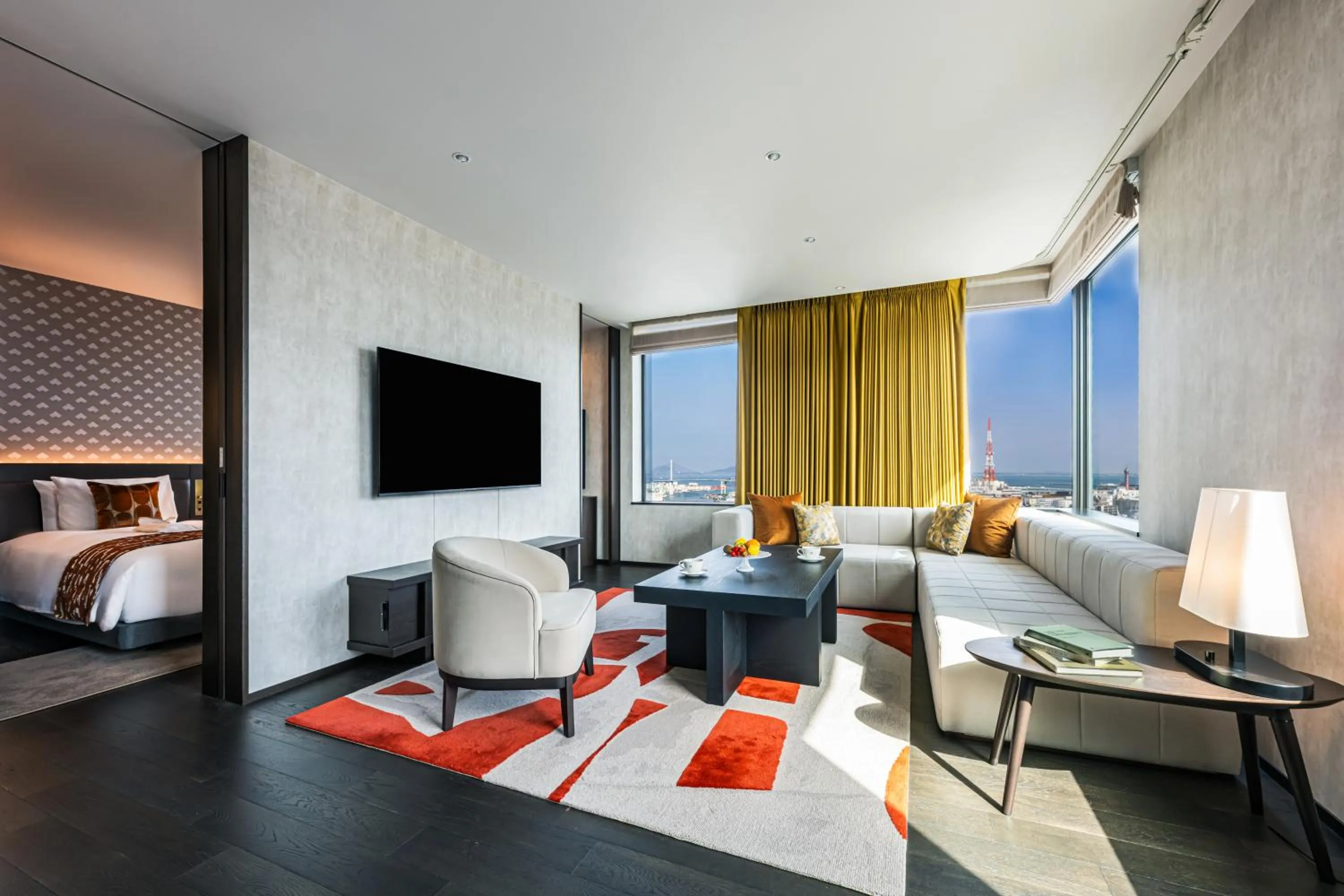 Living room, Bed in The Gate Hotel Fukuoka by Hulic
