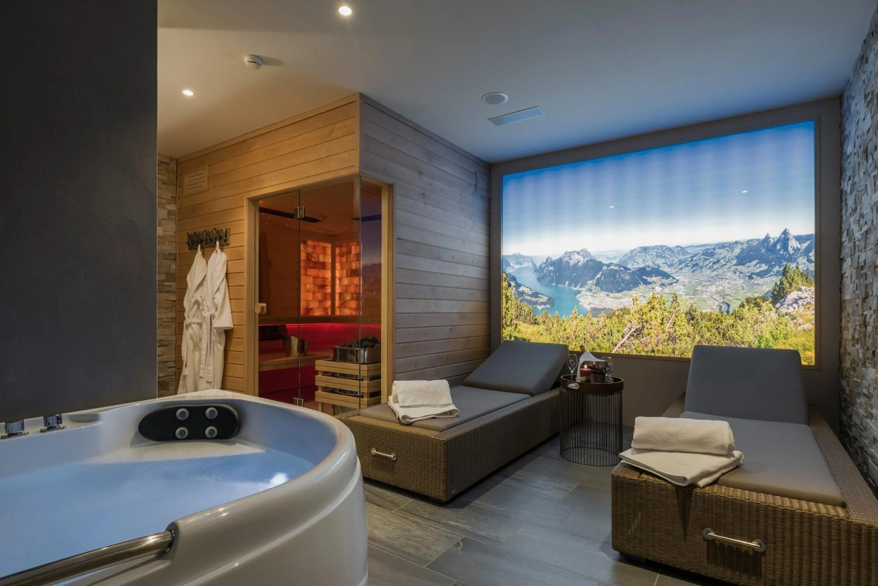 Hot Tub in Caschu Alp Boutique Design Hotel Stoos - adults only