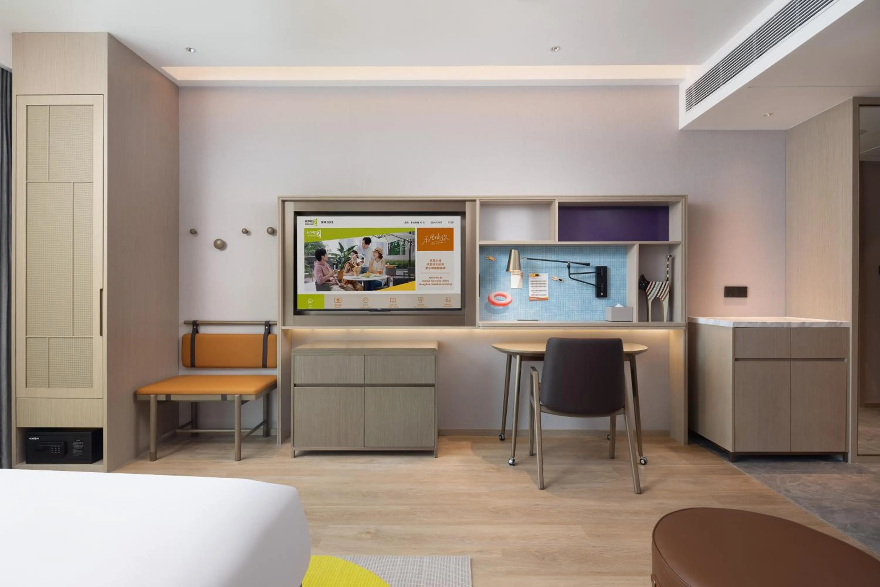 TV and multimedia, Bed in Home2 Suite by Hilton Chengdu Huaizhou New Town