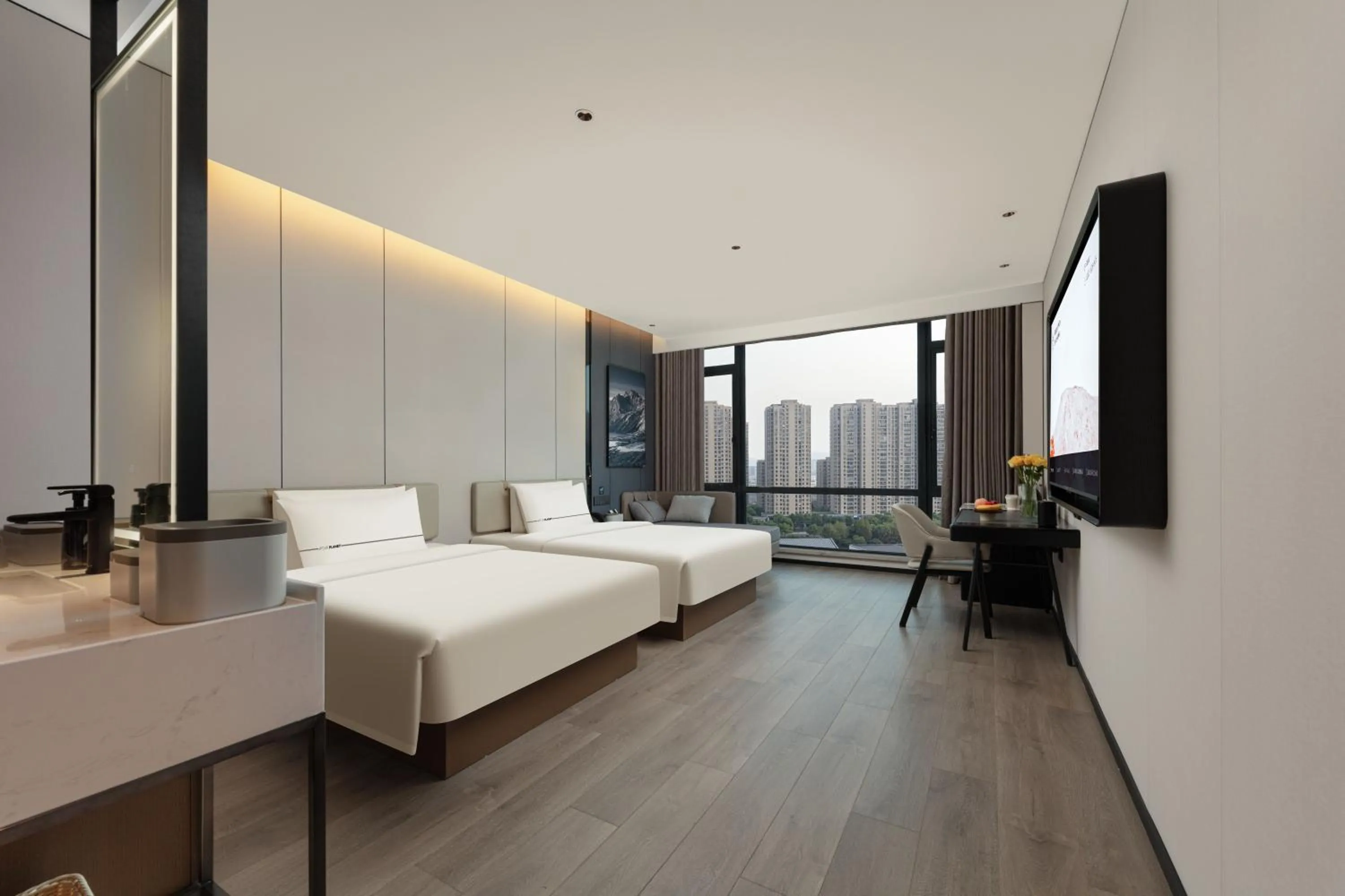 Bed in Atour Hotel Hangzhou Xiaoshan Kaiyuan Plaza