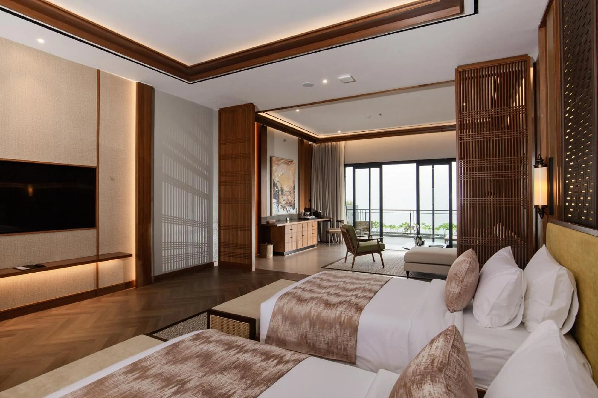 Bed in Plataran Puncak Suites