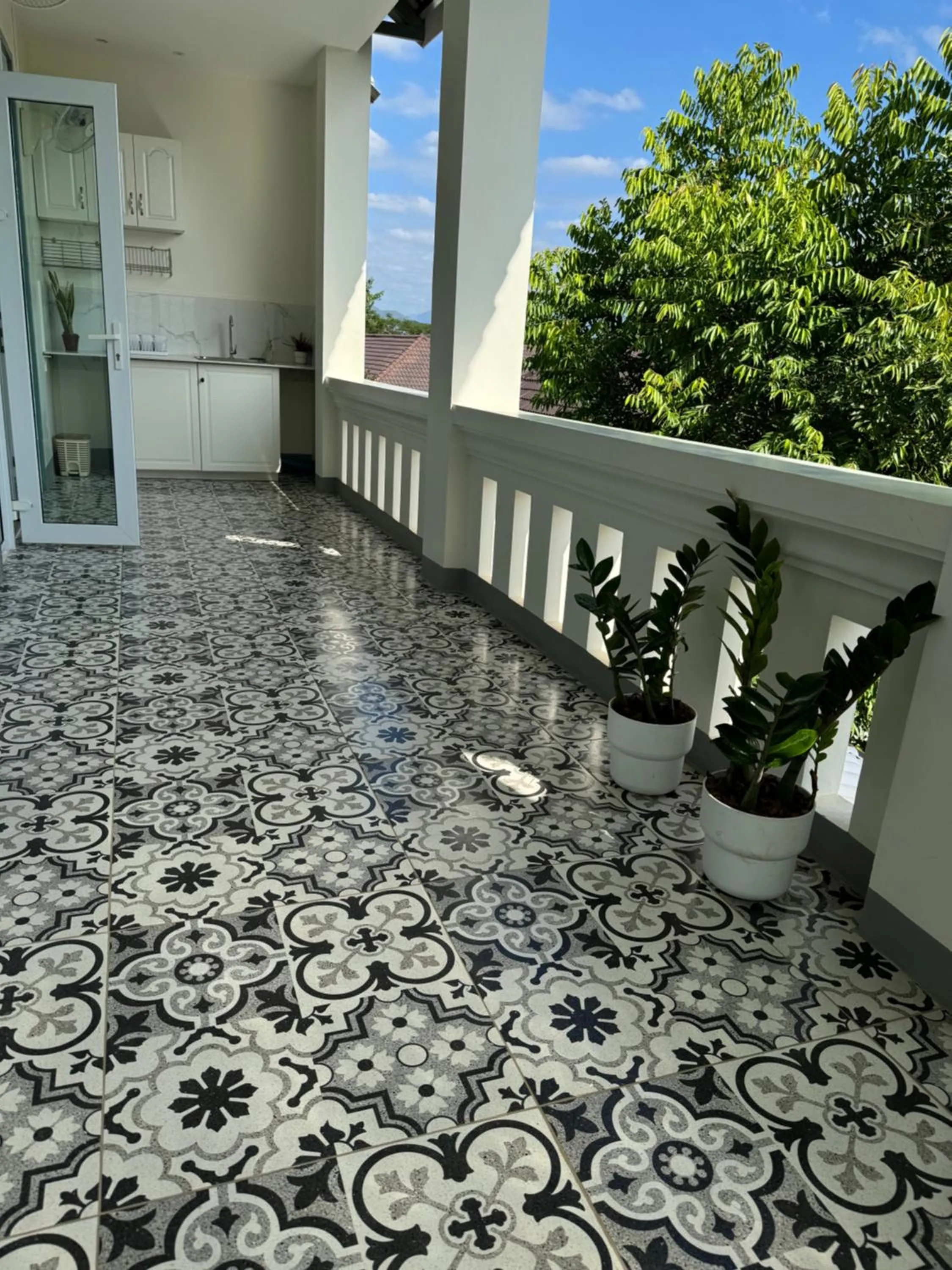 Patio in Garden House Rice Field and Mountain View