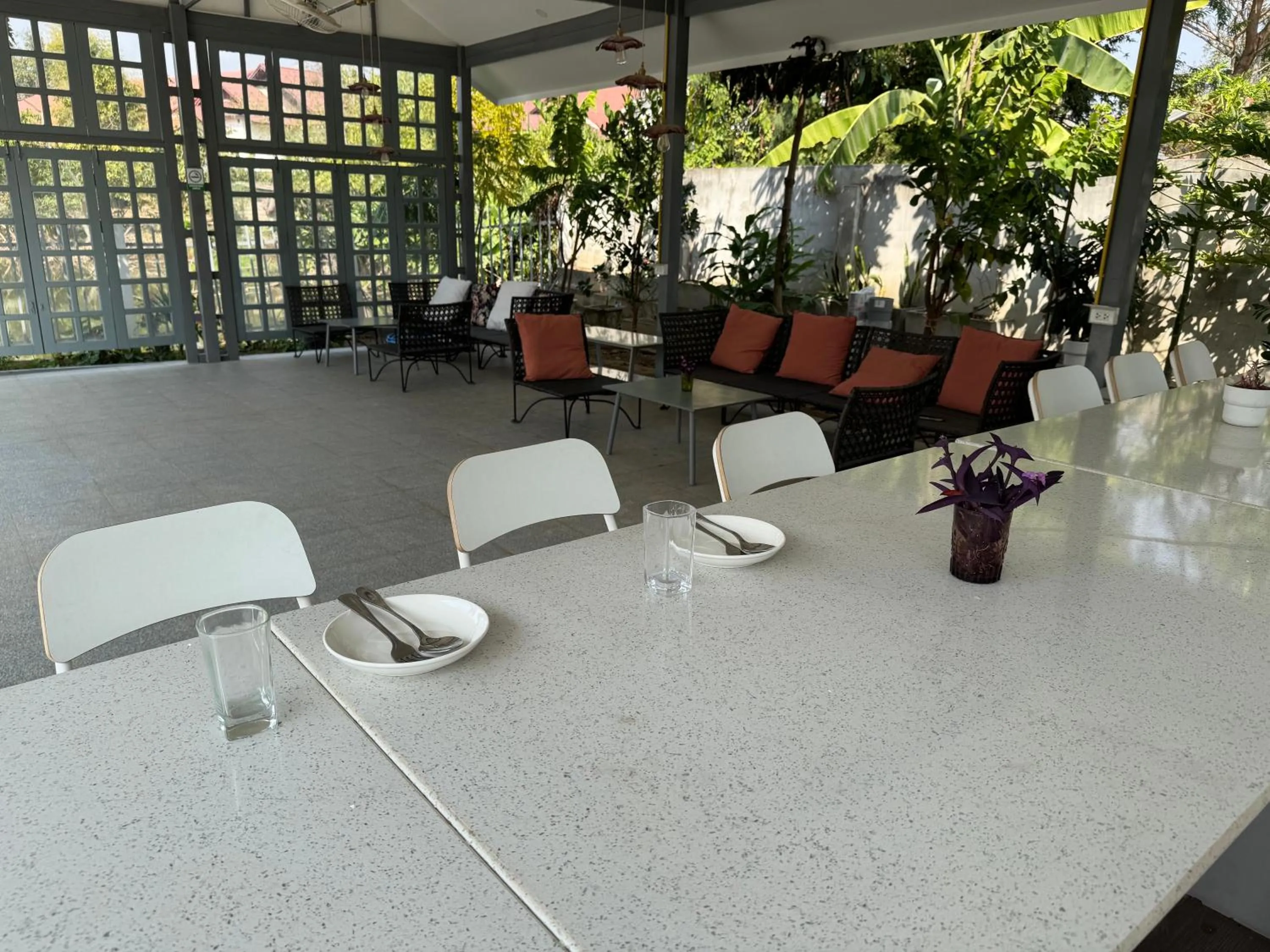 Patio in Garden House Rice Field and Mountain View