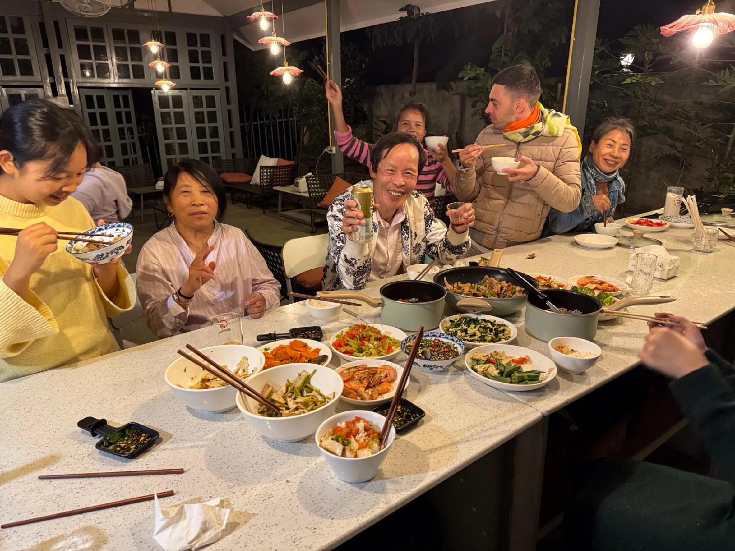 Communal kitchen in Garden House Rice Field and Mountain View