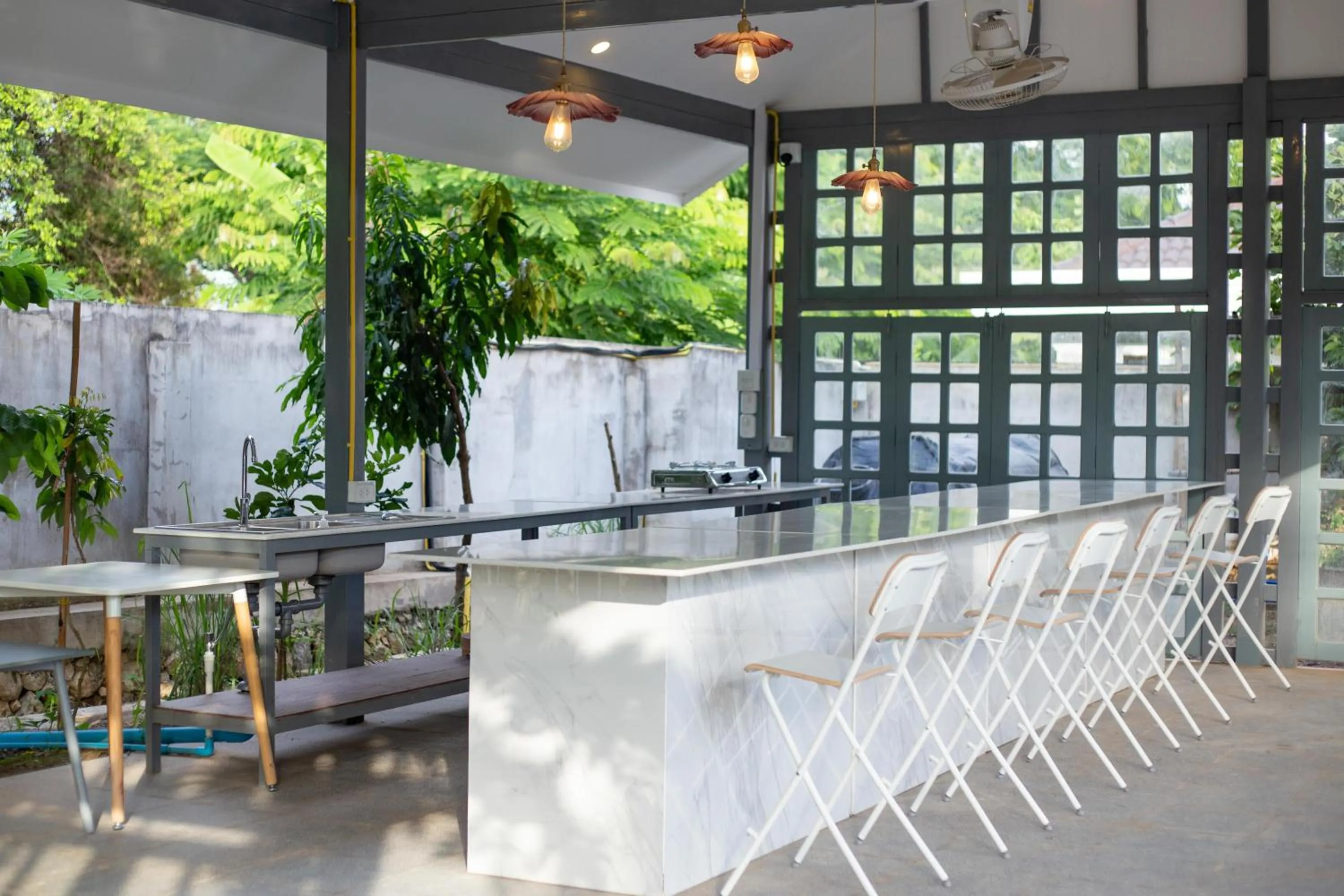 Patio in Garden House Rice Field and Mountain View