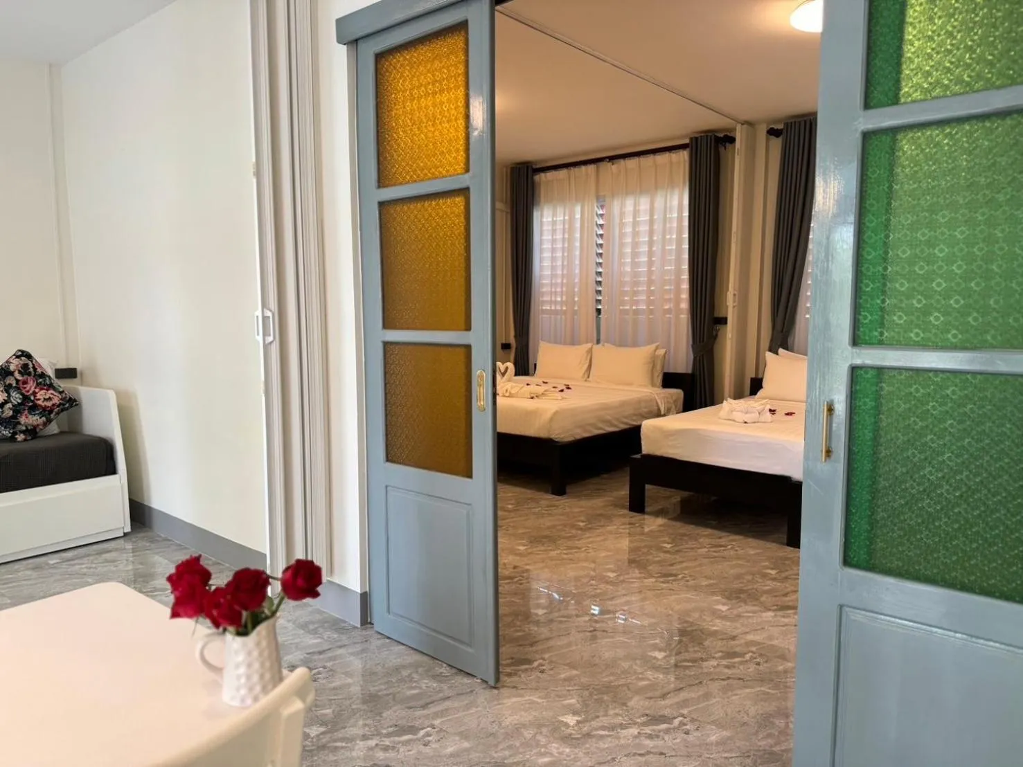 Bedroom, Bed in Garden House Rice Field and Mountain View