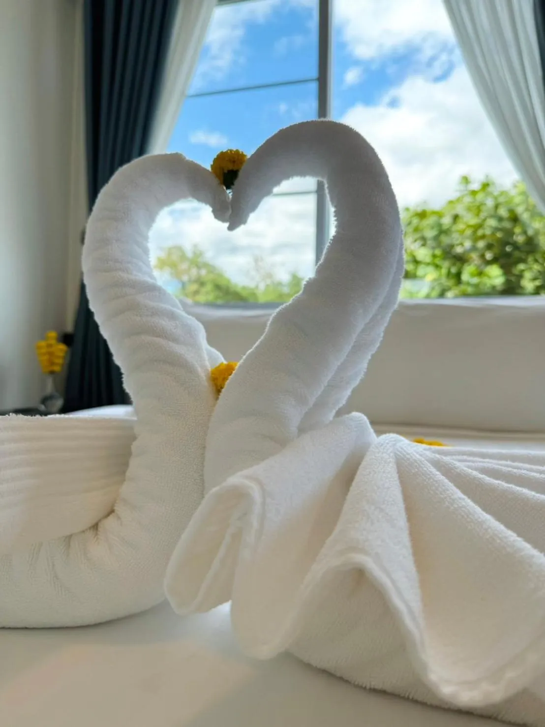 Bed in Garden House Rice Field and Mountain View