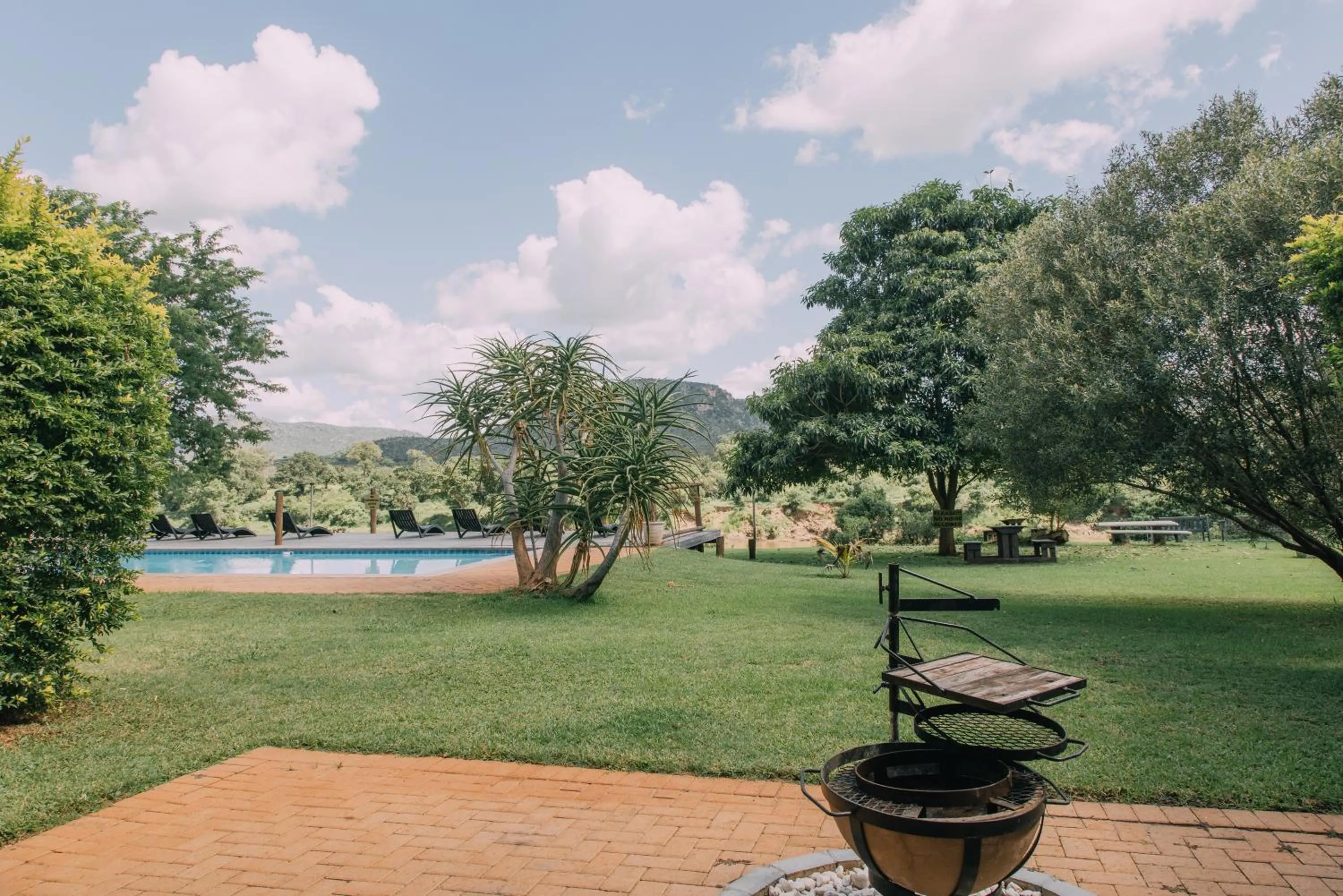 Pool view in Kruger View Chalets