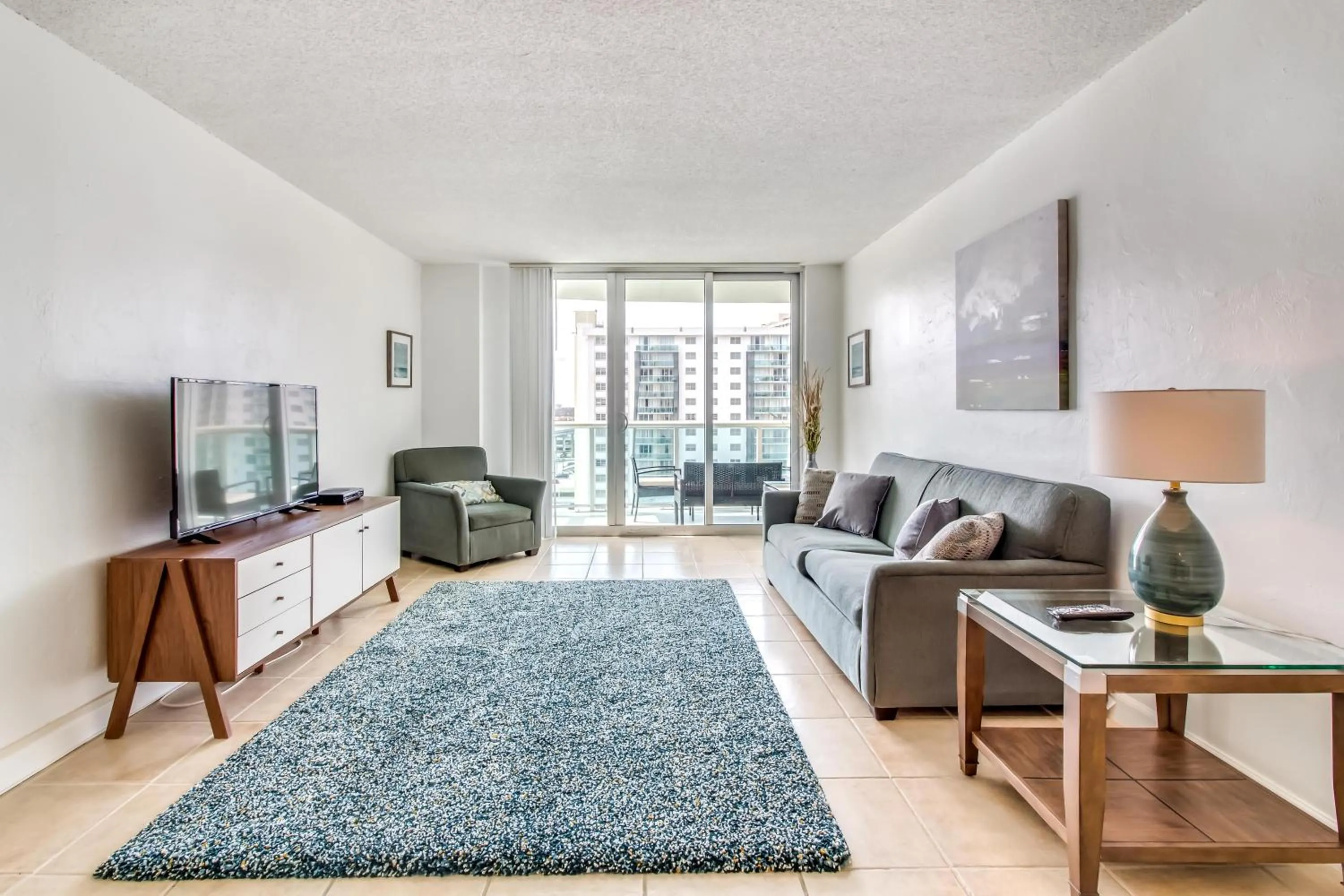 Living room in Ocean Reserve Luxury Condos Across from Sunny Isles Beach