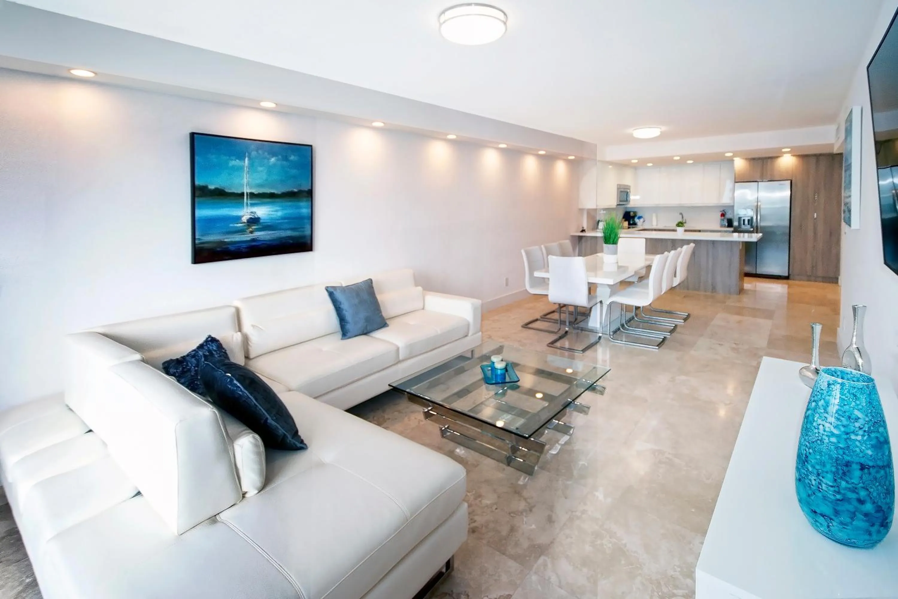 Living room in Ocean Reserve Luxury Condos Across from Sunny Isles Beach