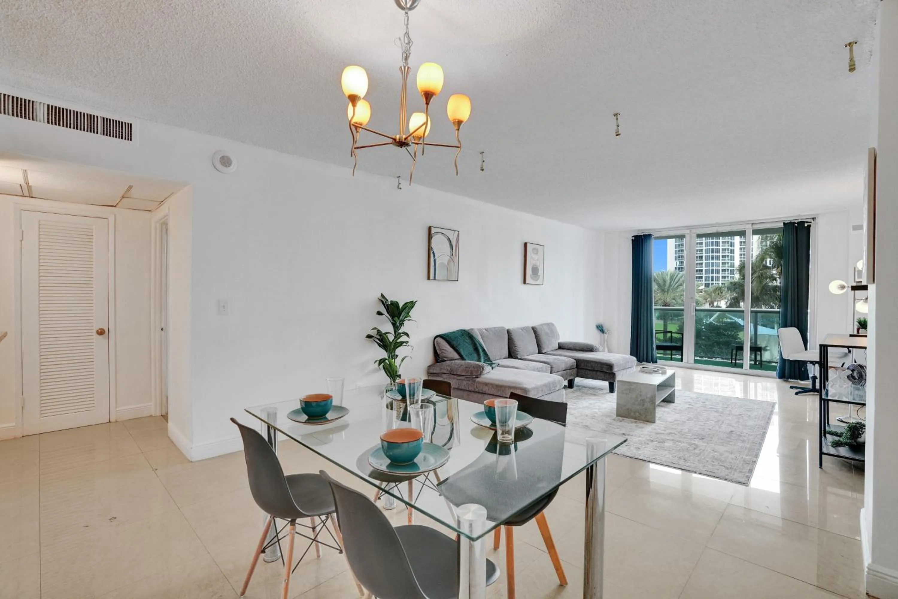 Living room in Ocean Reserve Luxury Condos Across from Sunny Isles Beach