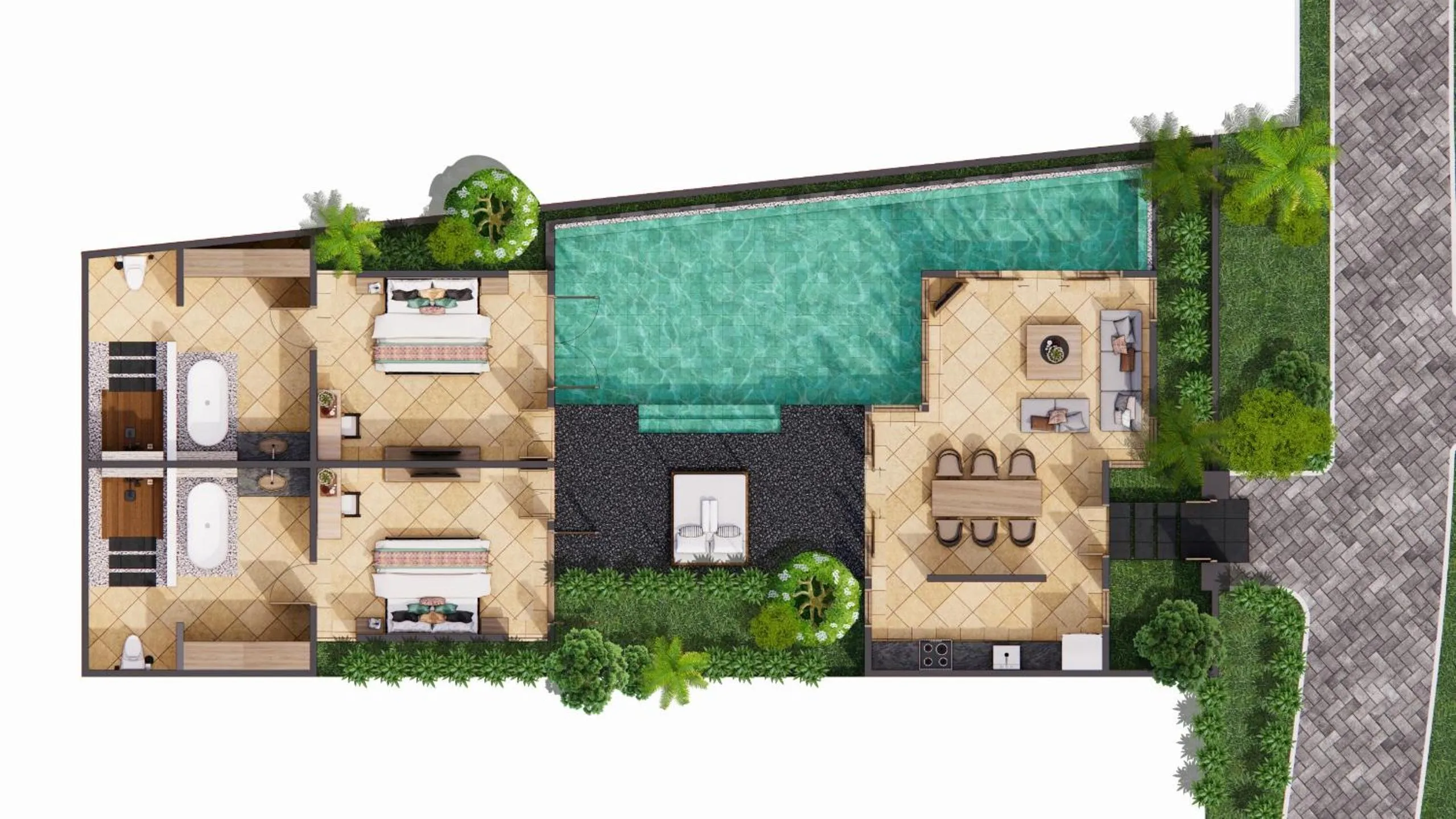 Floor plan in The Royal Purnama Luxury Villas - Adults Only