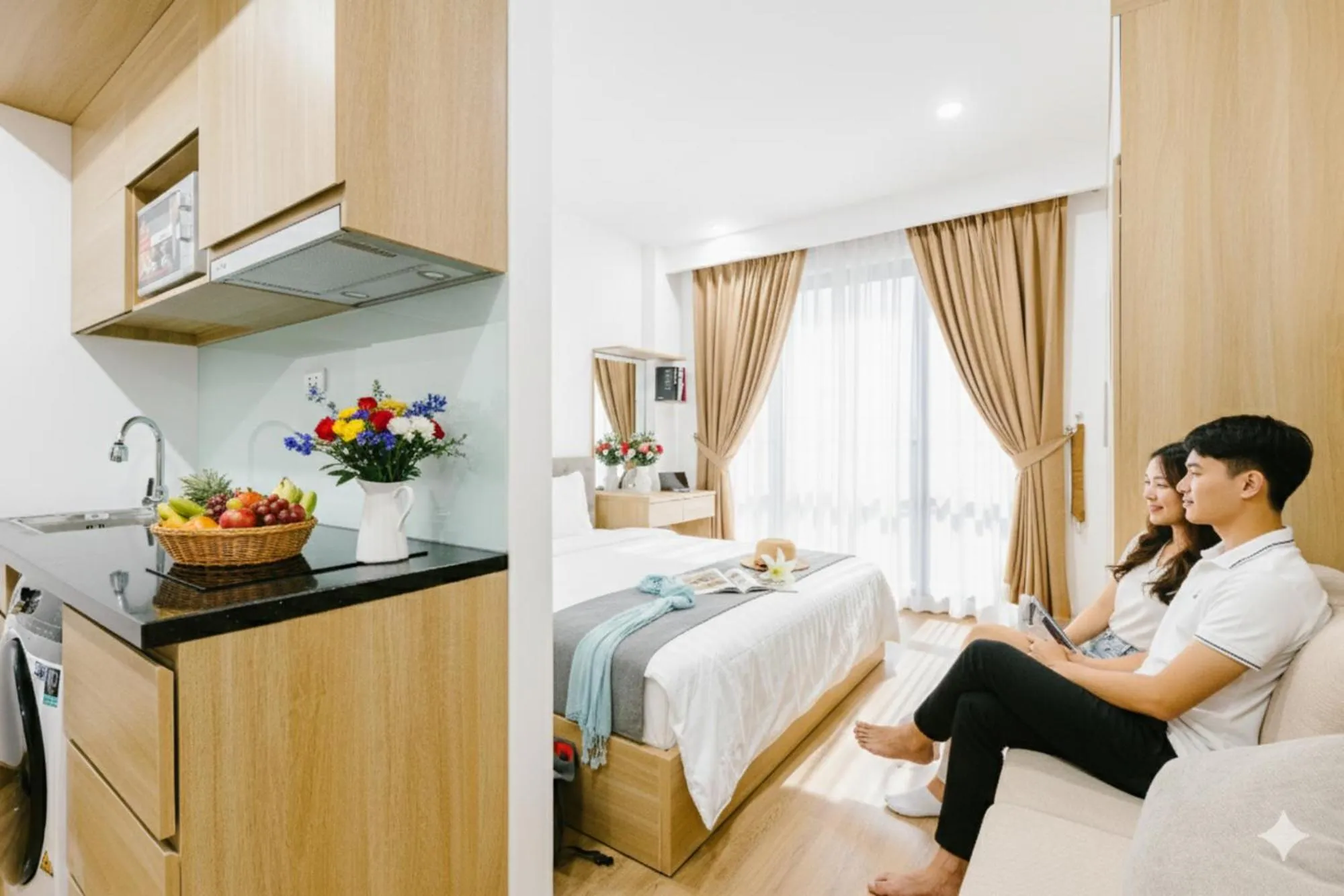 Kitchen or kitchenette, Bed in Label6 Studio West Lake