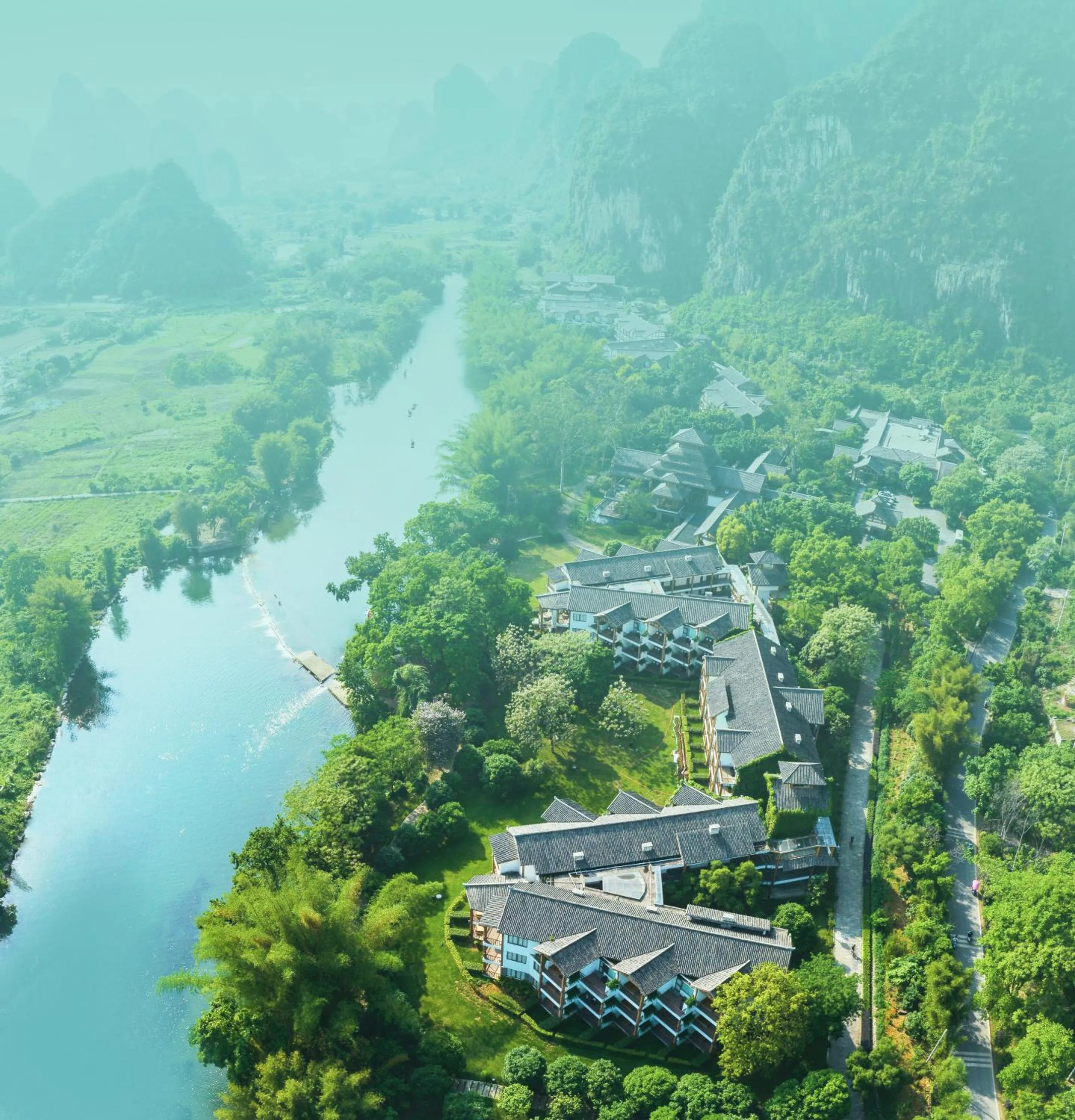 Bird's eye view in Yangshuo Riverside Resorts Hotel