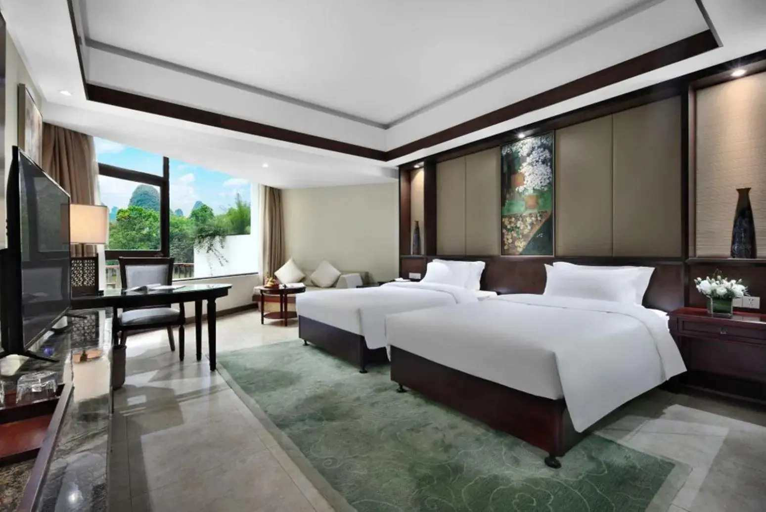 Double or Twin Room with Garden View in Yangshuo Riverside Resorts Hotel Double or Twin Room with Garden View in Yangshuo Riverside Resorts Hotel
