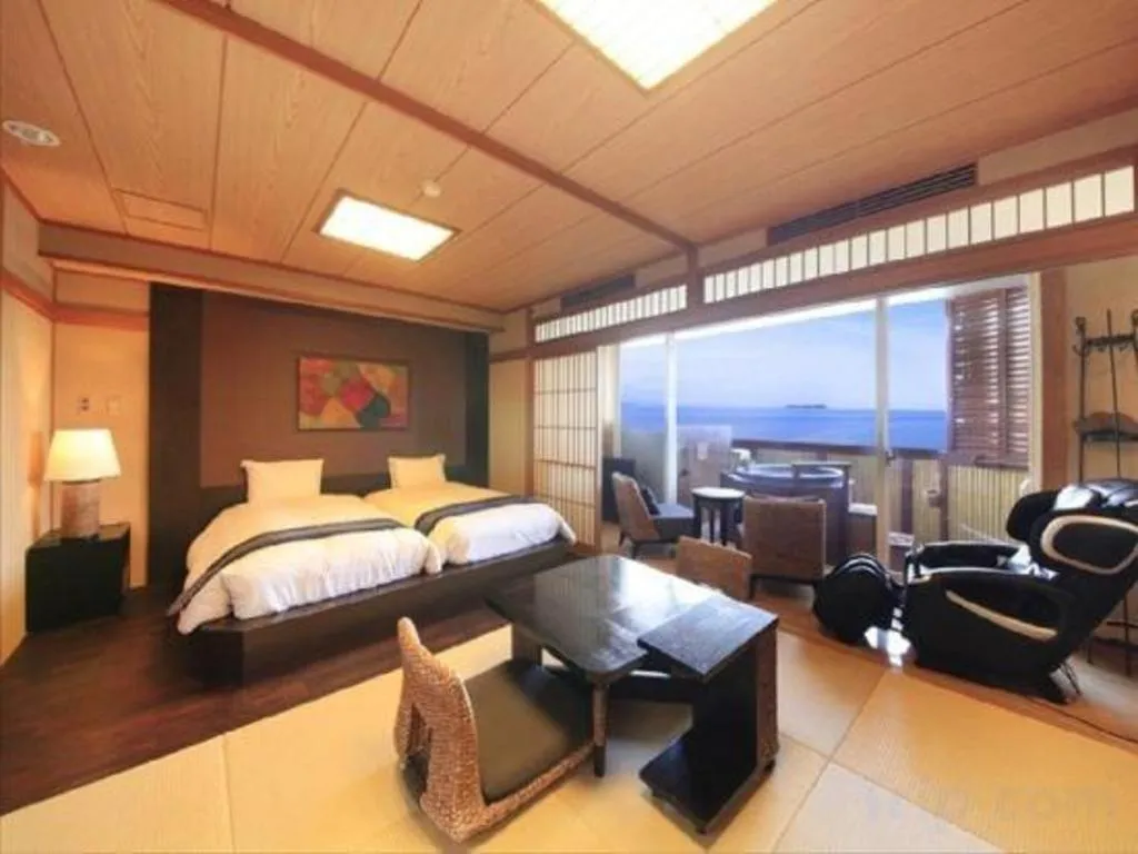 Bed in Luxury Wa Hotel Kaze No Kaori