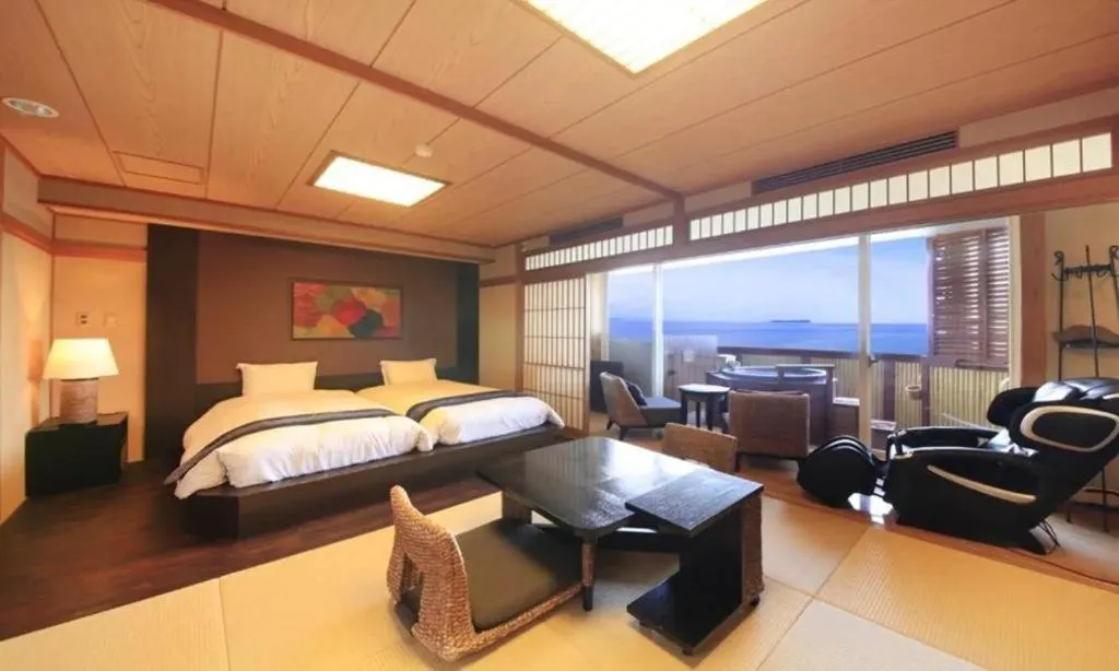 Bed in Luxury Wa Hotel Kaze No Kaori