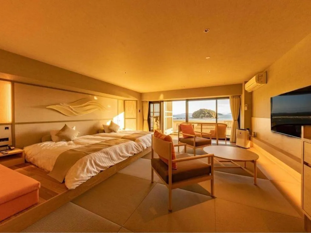 Bed in Hotel Takeshima