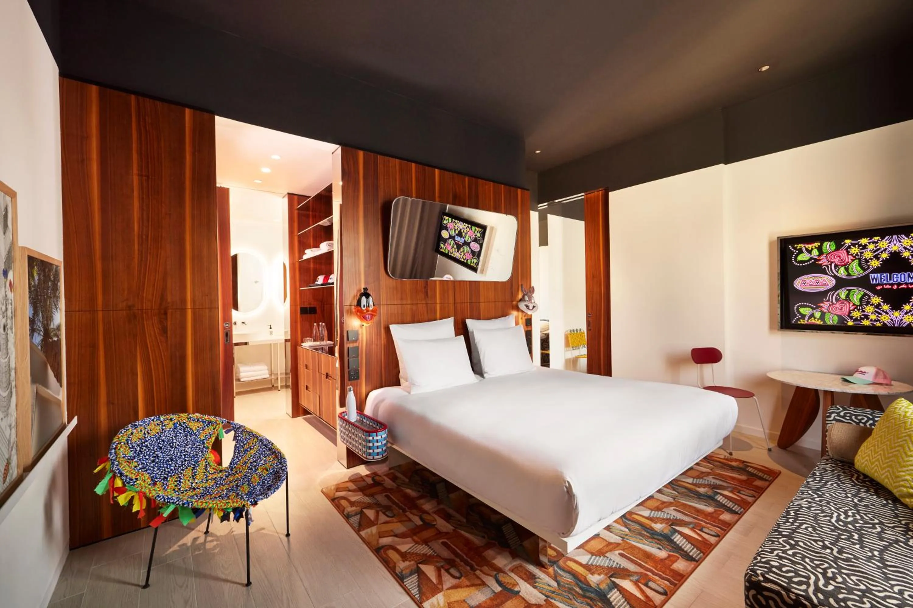 Bed in Mama Shelter Dubai