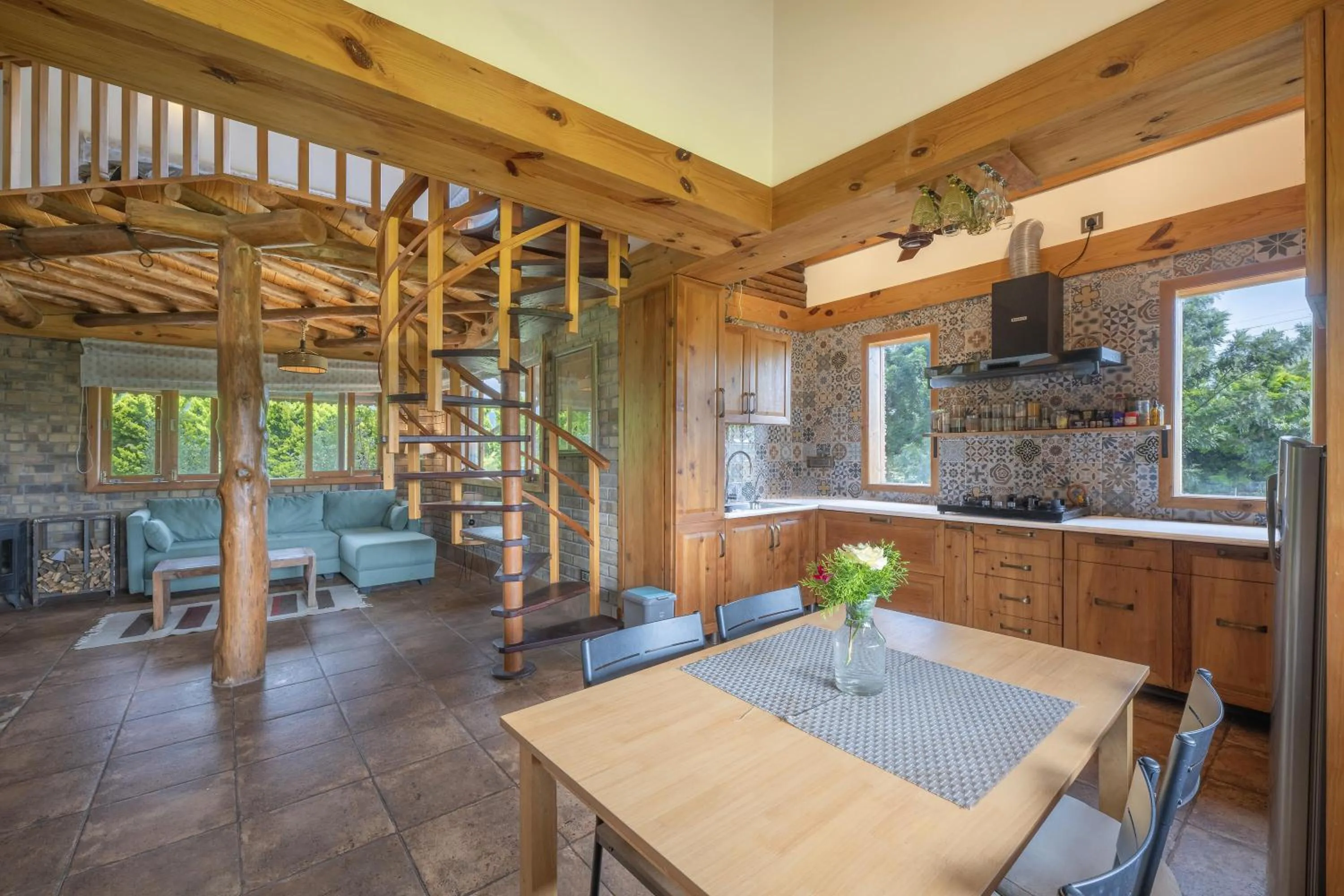Living room in Echor Hill Farm Cottages Palampur