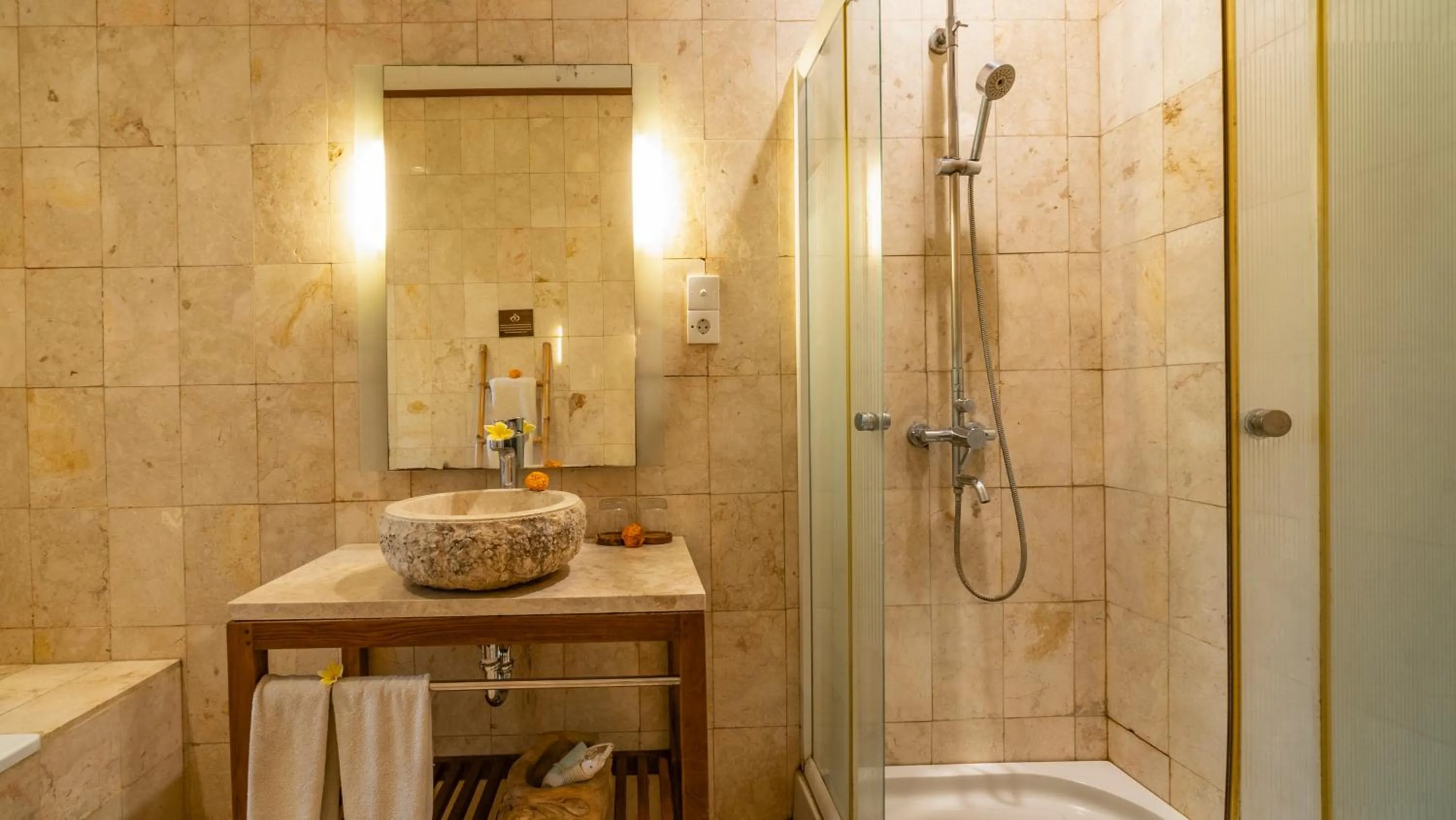 Shower in Gita Maha Ubud Hotel by Mahaputra-CHSE Certified