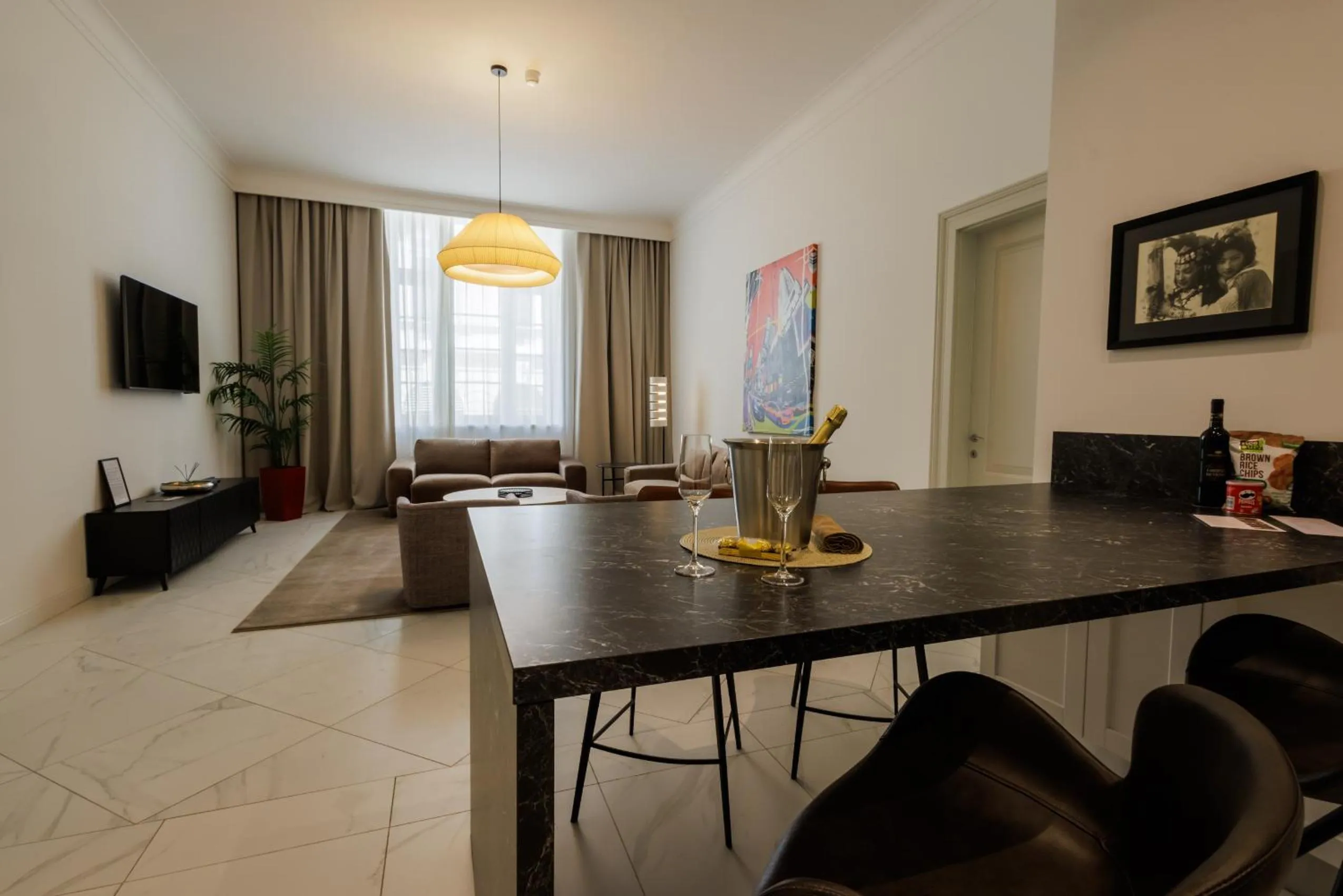 Living room in Kozmo Residences Budapest