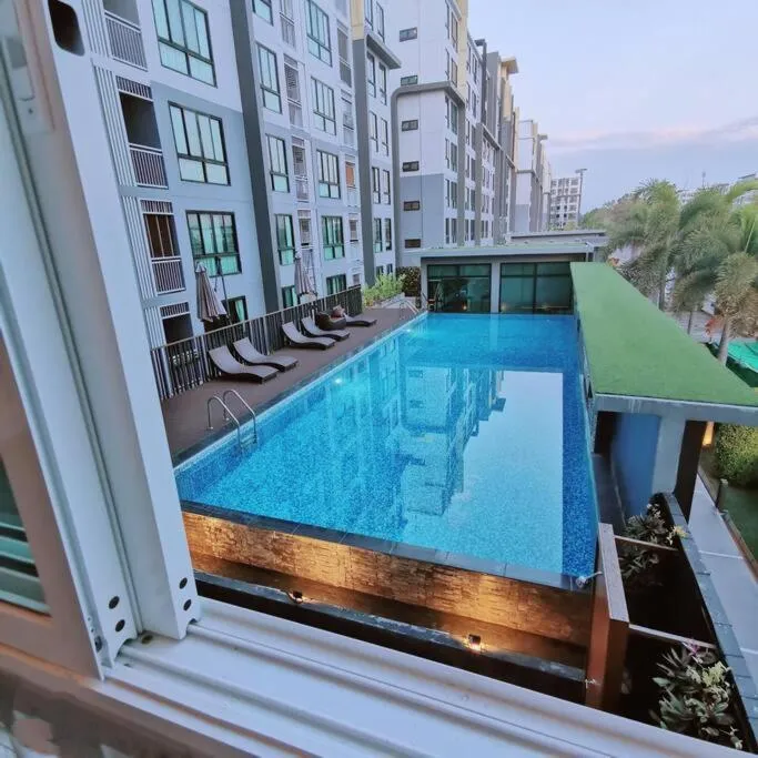 Pool view in Treasure Condo Kitchenette Wifi