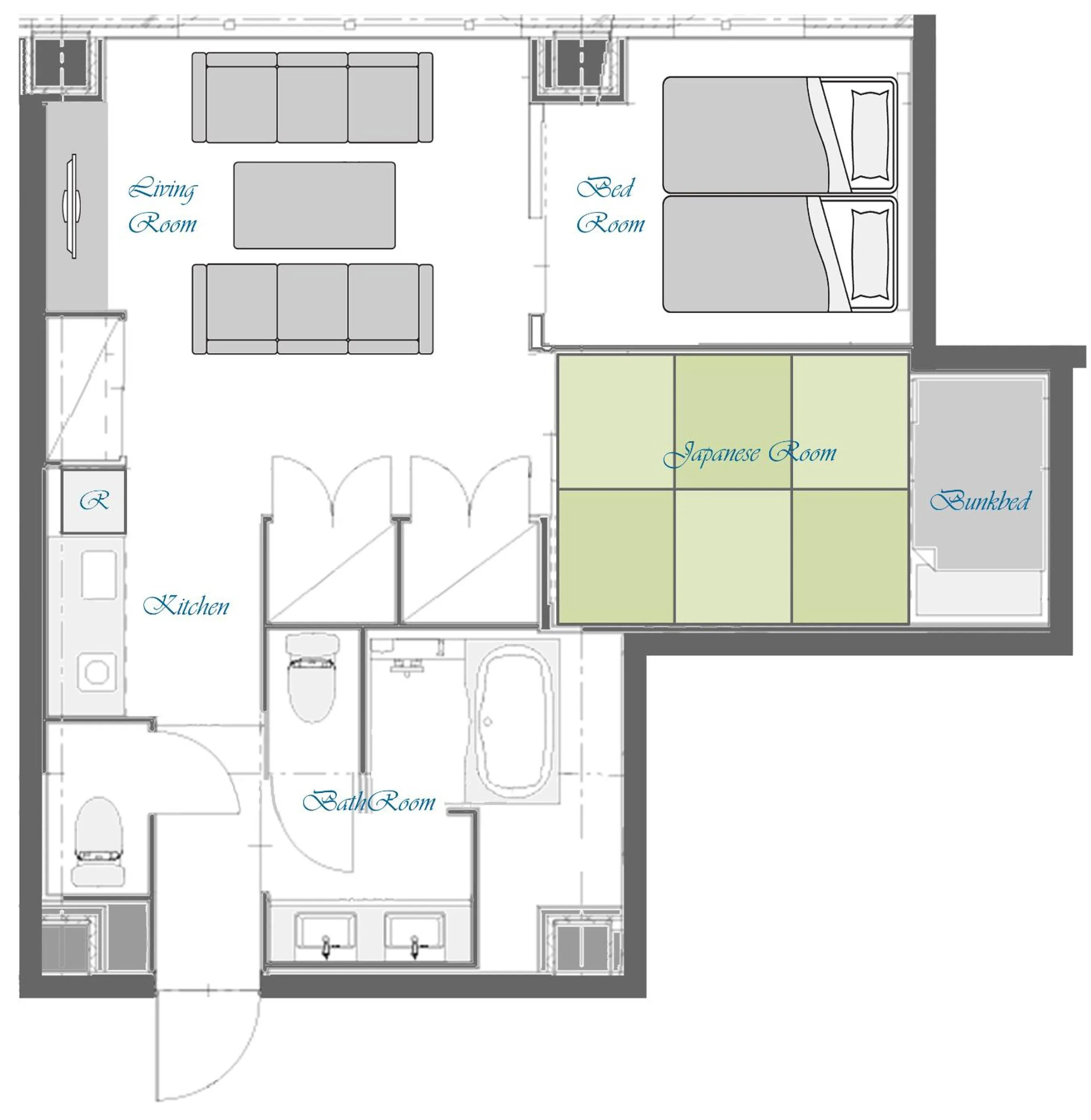 Photo of the whole room in KOKO HOTEL Residence Kyoto Nijo Castle