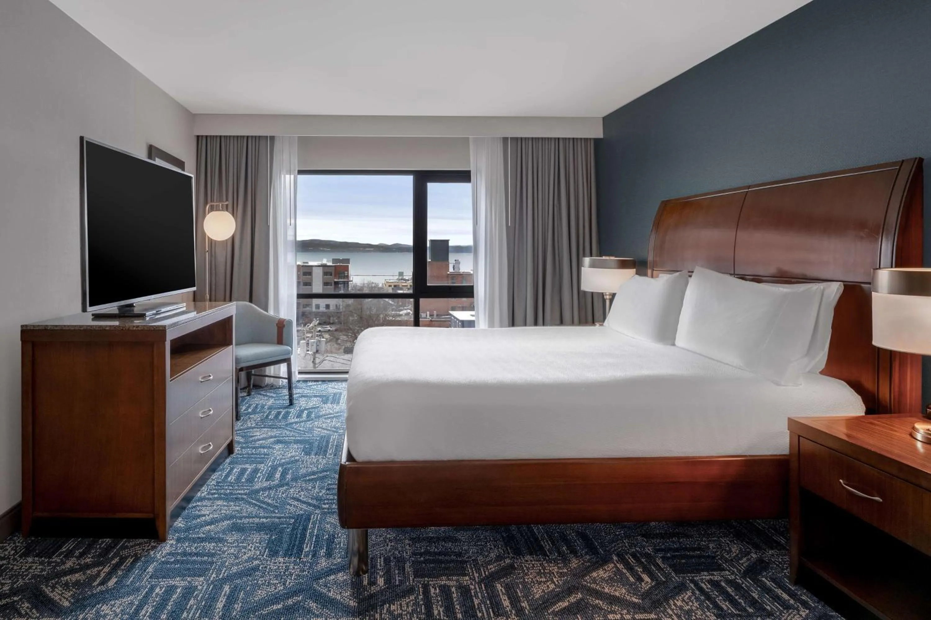 View (from property/room), Bed in Hilton Garden Inn Burlington Downtown