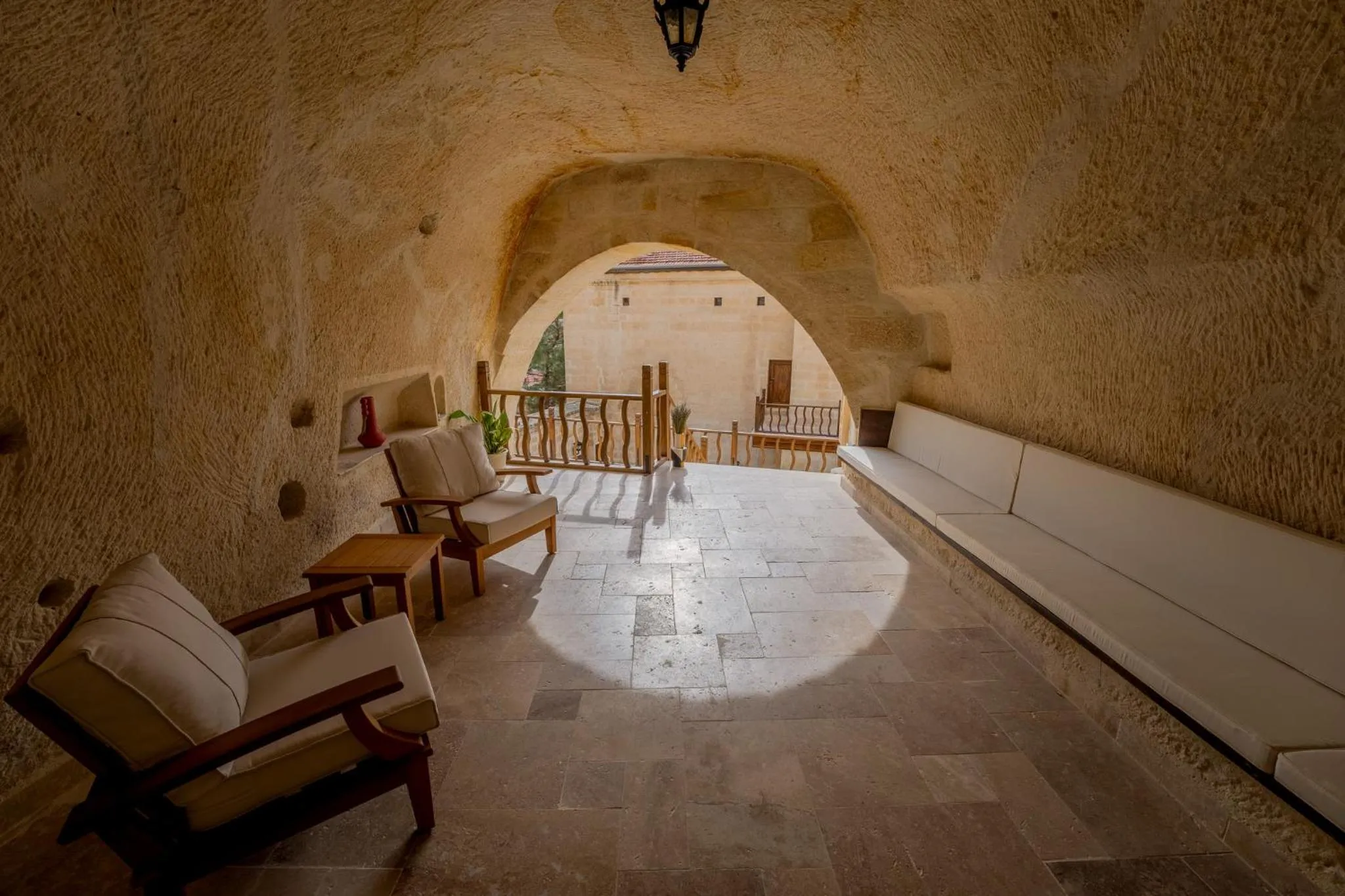 Seating area in Asmalı Konak Cave Suites
