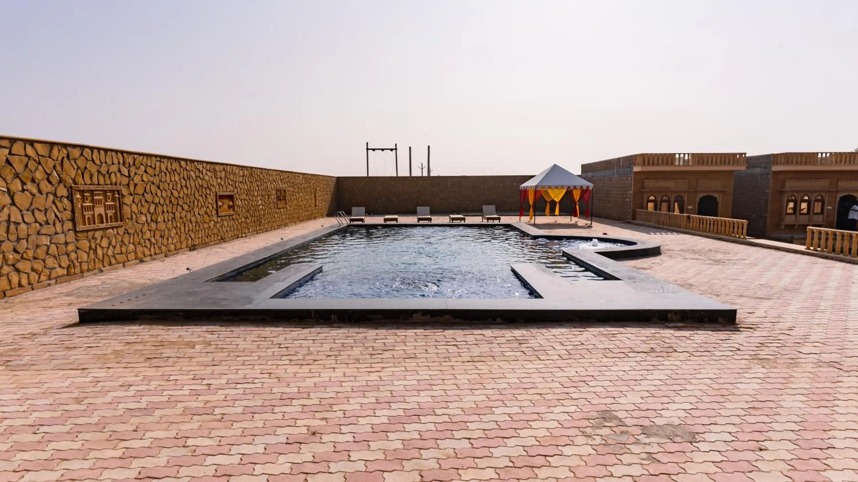 Swimming pool in sand castle resort