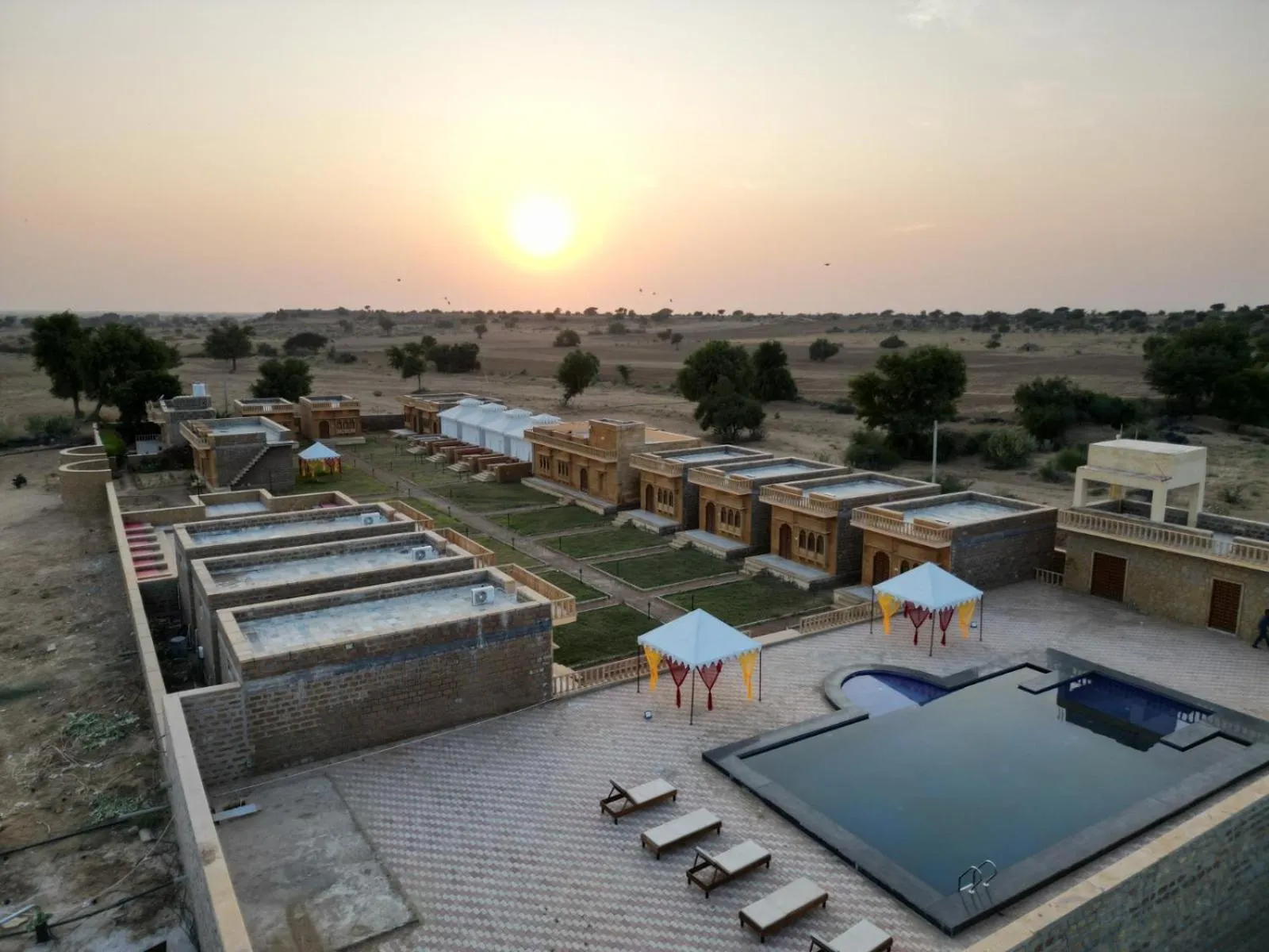 Swimming pool in sand castle resort