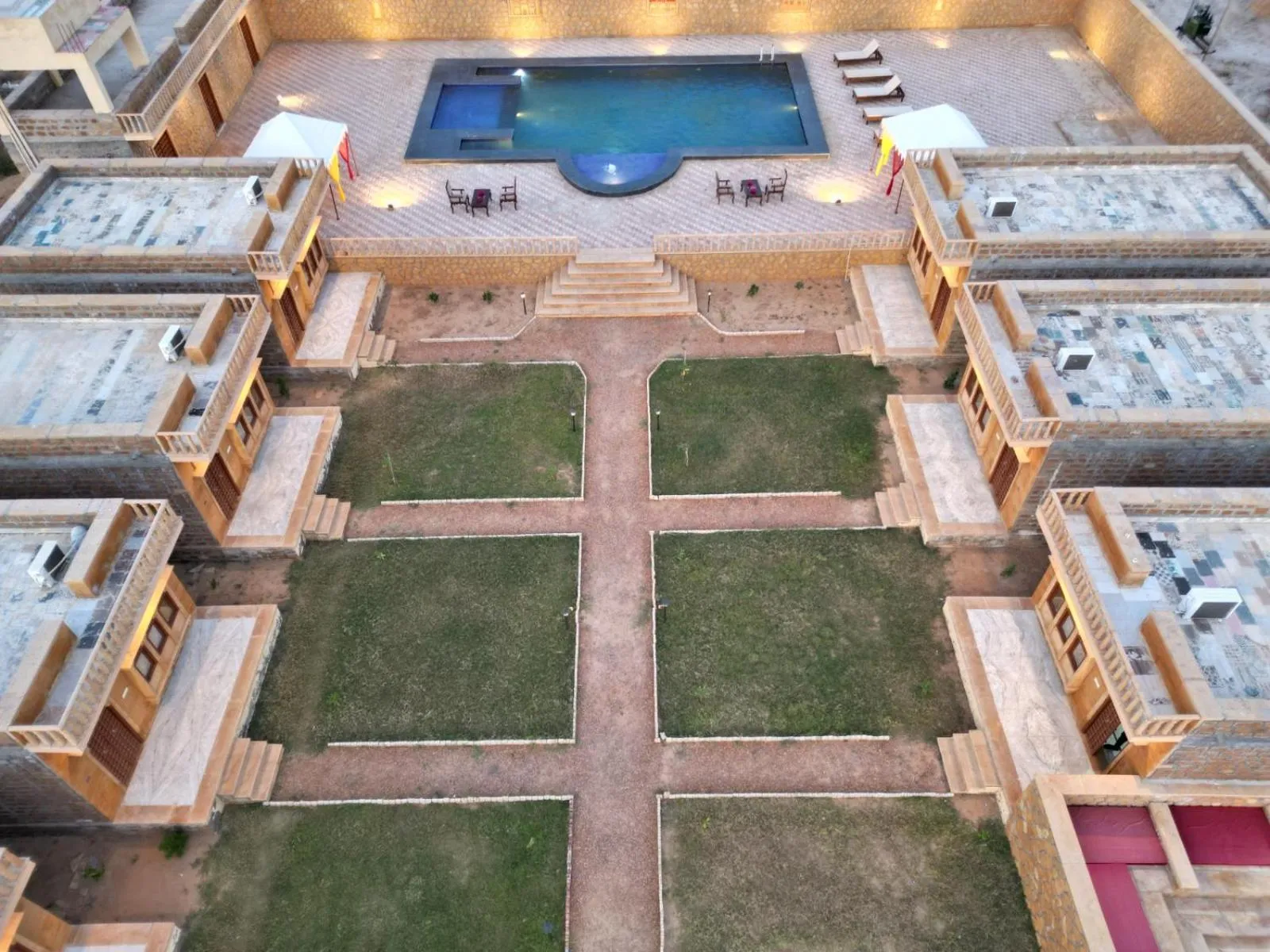 Swimming pool in sand castle resort