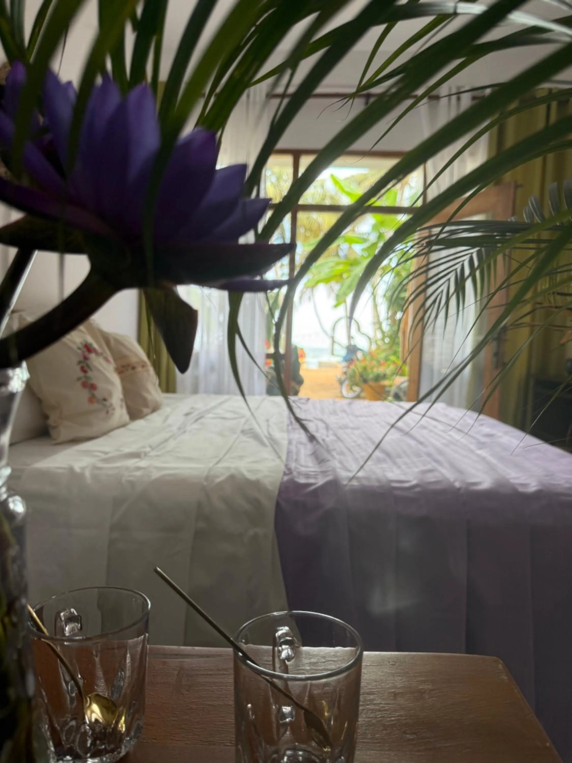 Bed in Coconut Palm beach restaurant and rooms