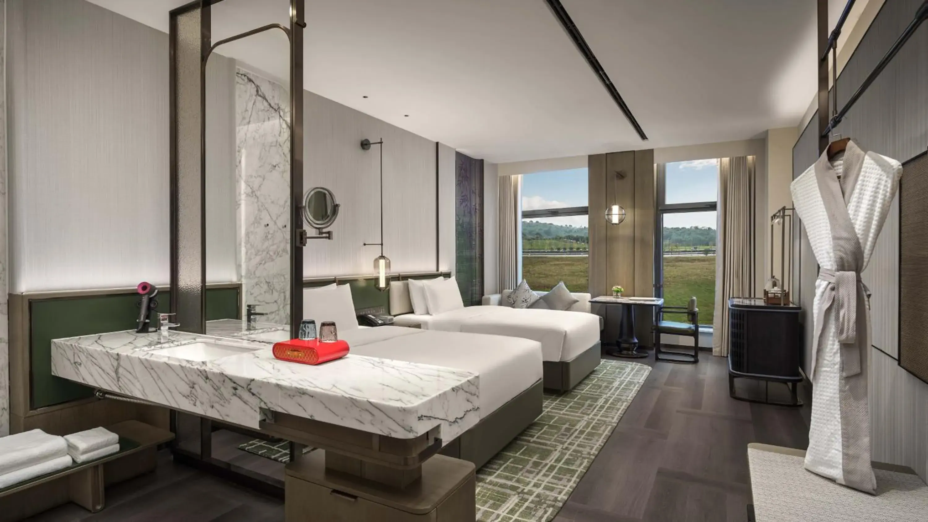 Standard Double Room with Two Double Beds and Mountain View in HUALUXE Chongqing Science Hall Standard Double Room with Two Double Beds and Mountain View in HUALUXE Chongqing Science Hall