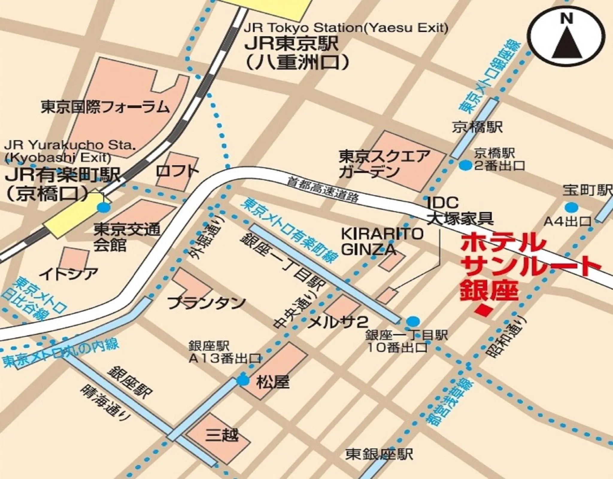 Area and facilities in Hotel Sunroute Ginza