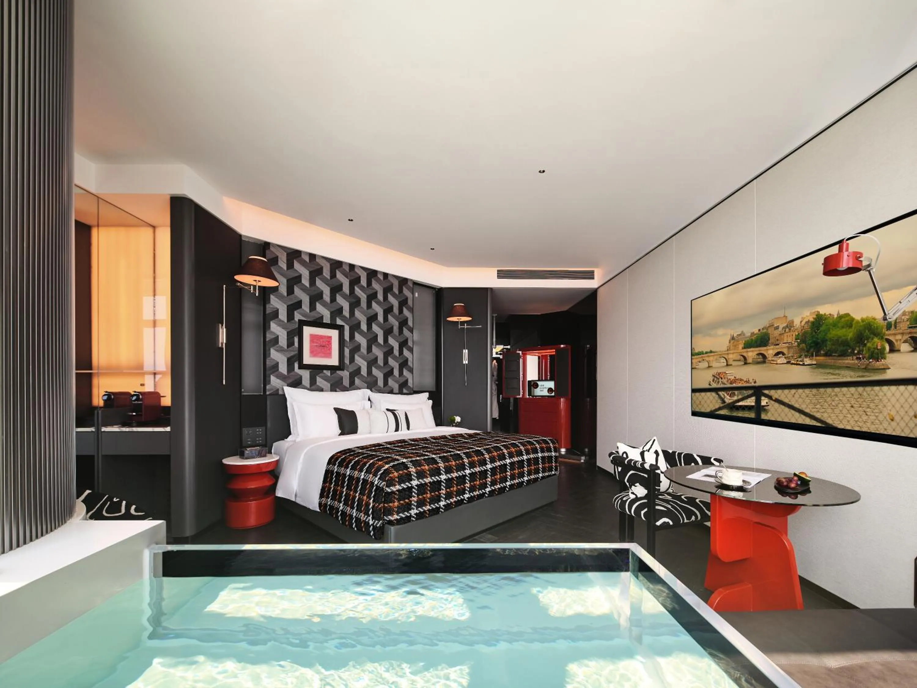 Photo of the whole room, Bed in ISEYA Panoramic Hotel Changsha Wuyi Square Flagship