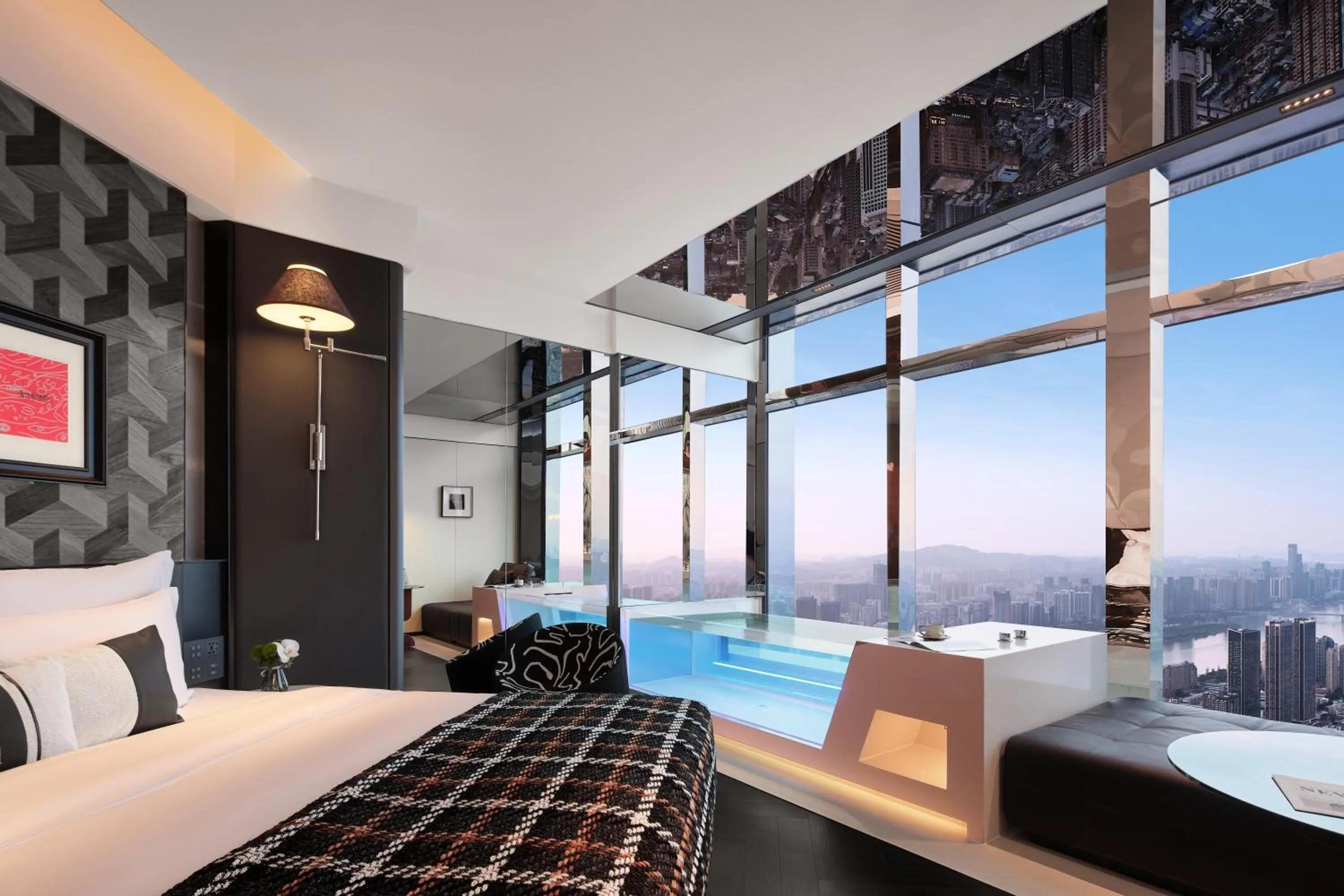 Bed in ISEYA Panoramic Hotel Changsha Wuyi Square Flagship