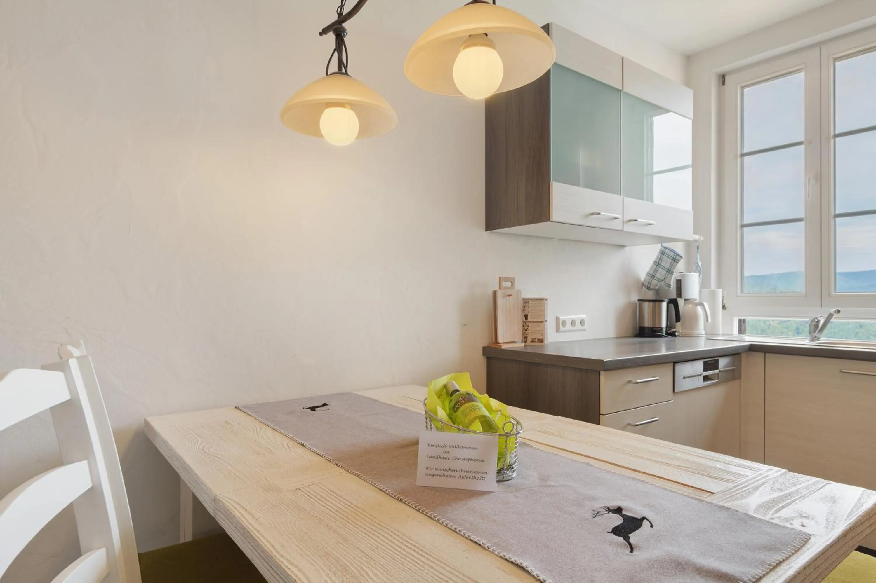 Kitchen or kitchenette, Bed in Landhaus Christophorus