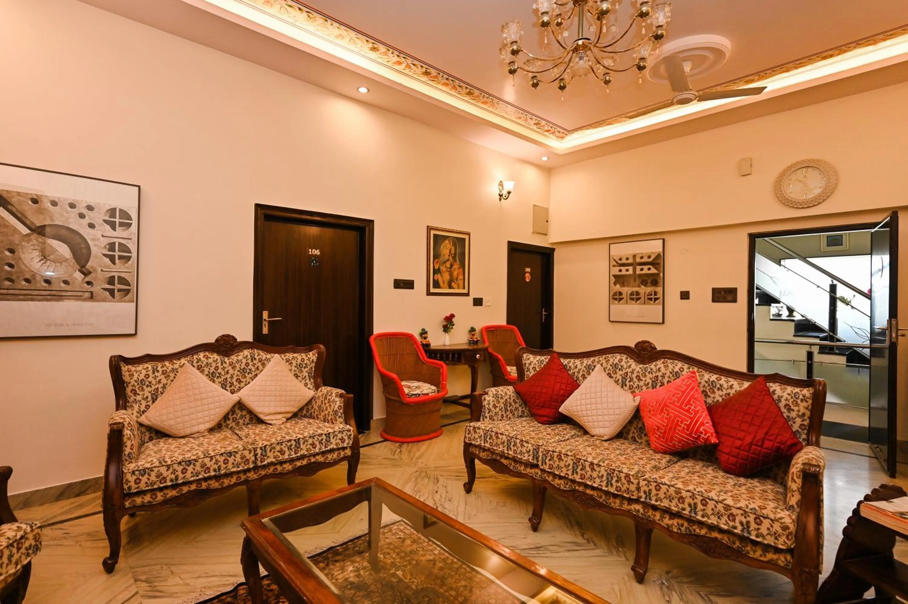 Seating area in Harnawa Haveli - A Boutique Heritage Stay