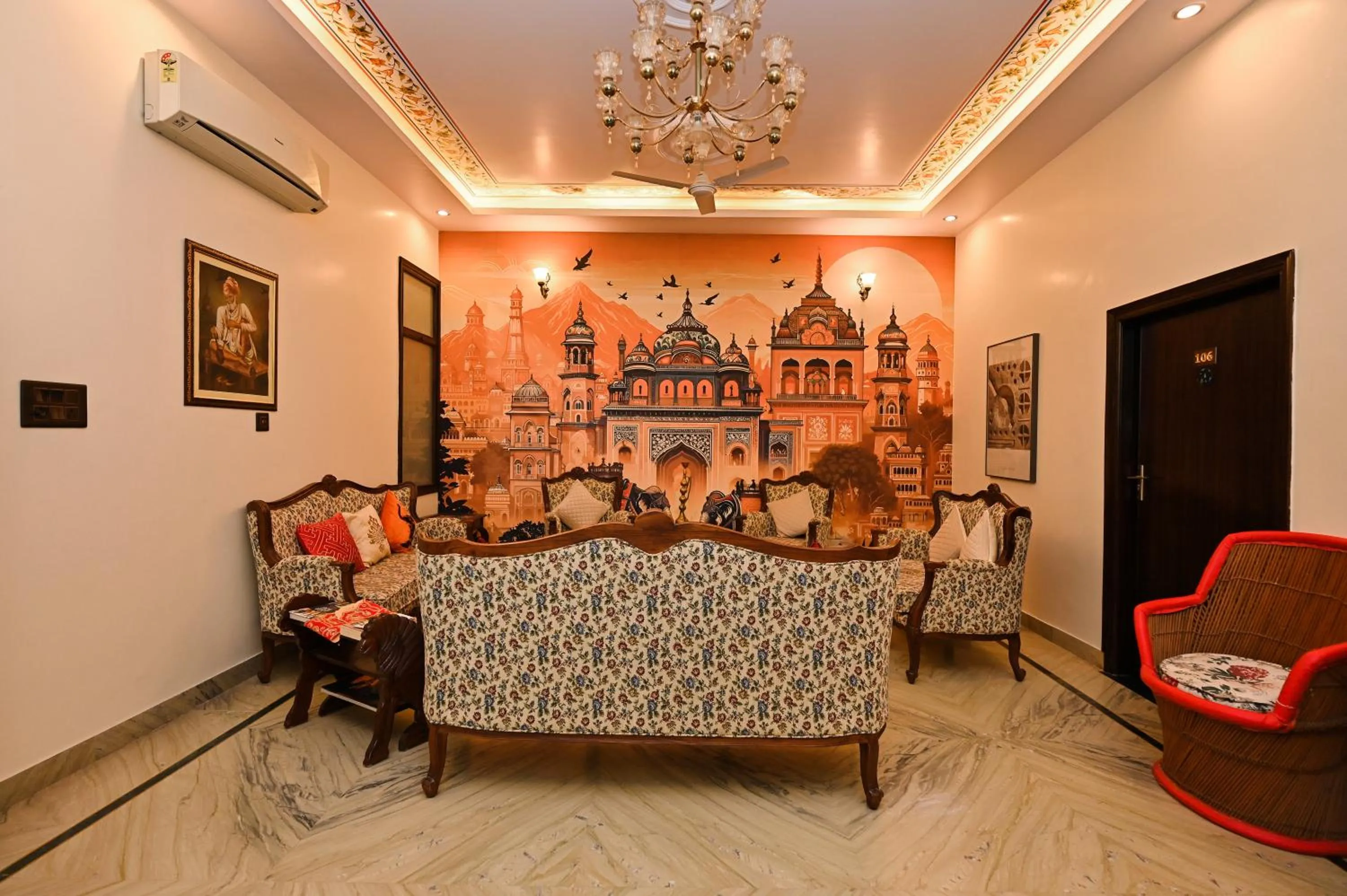 Seating area in Harnawa Haveli - A Boutique Heritage Stay