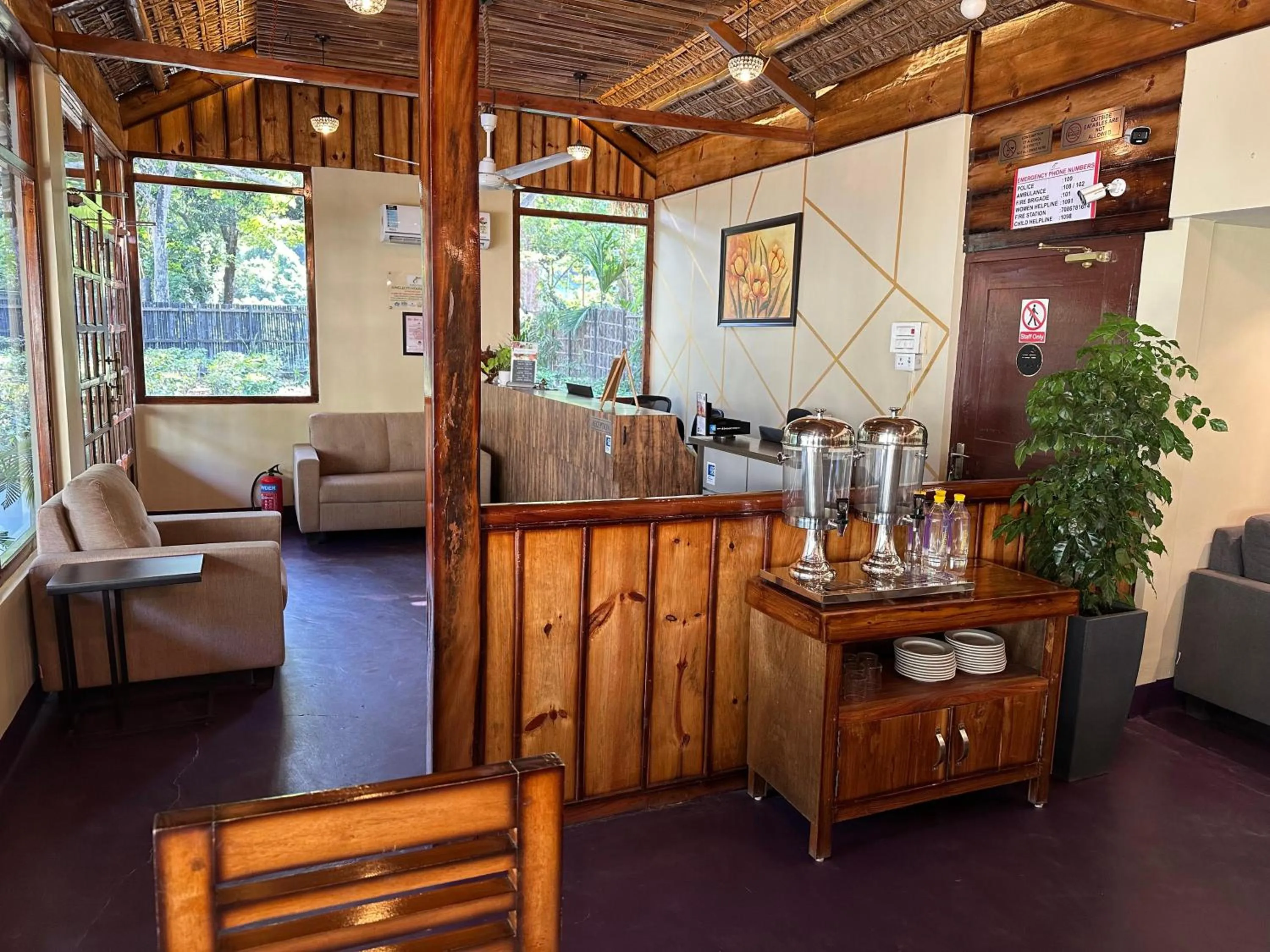 Lobby or reception in Jungleciti House, Kaziranga National Park