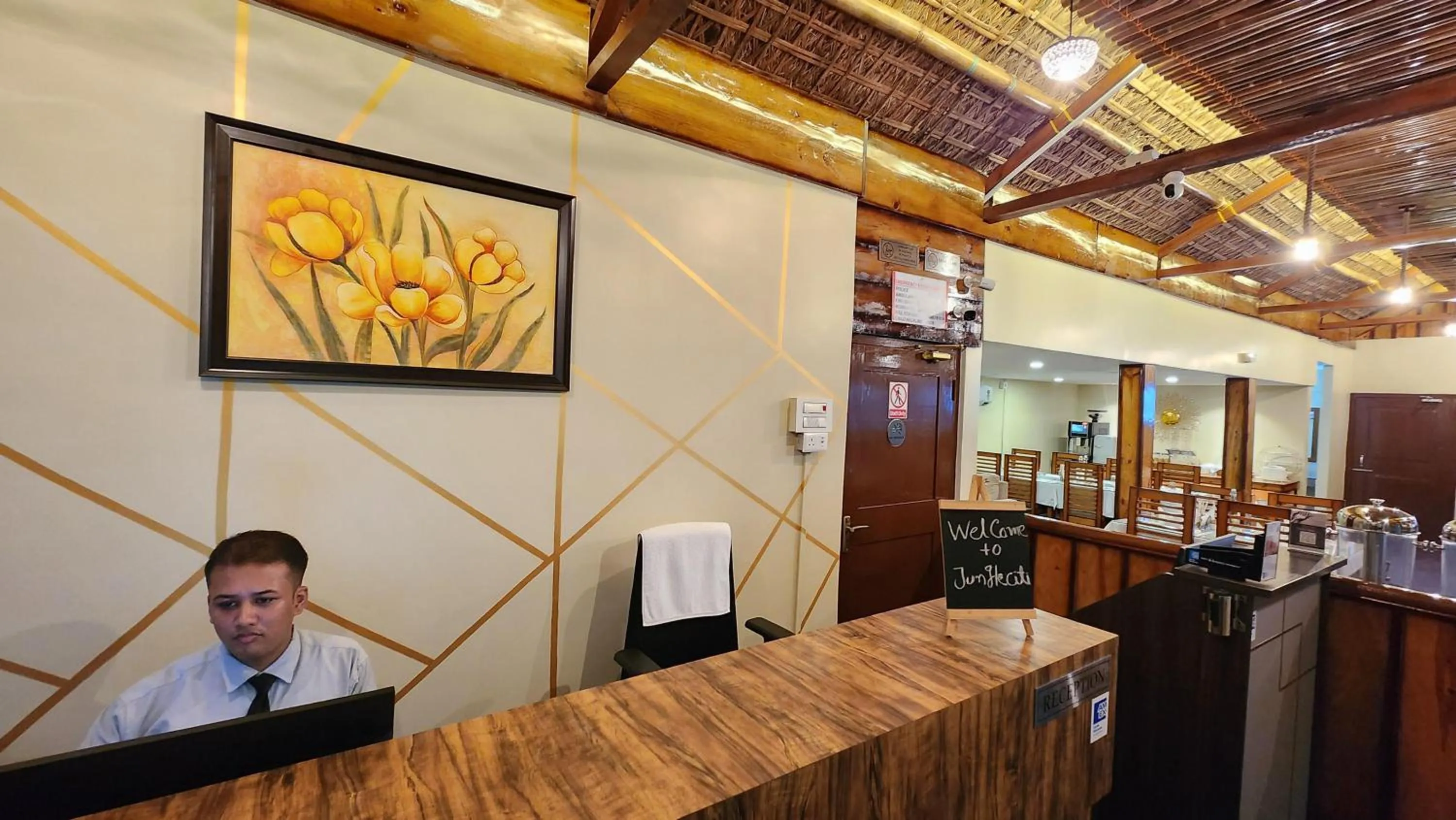 Lobby or reception in Jungleciti House, Kaziranga National Park