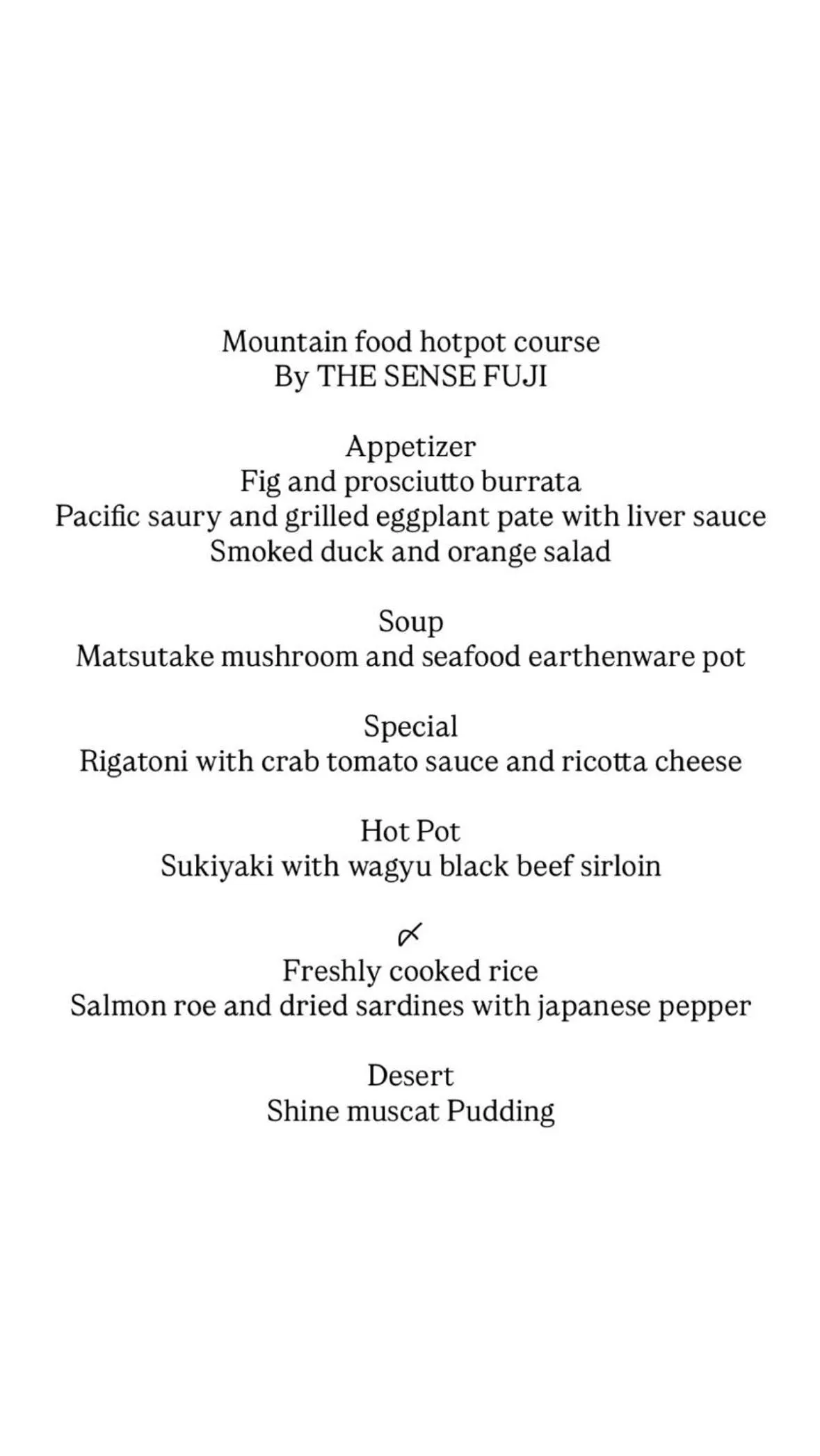 Food in The SENSE FUJI