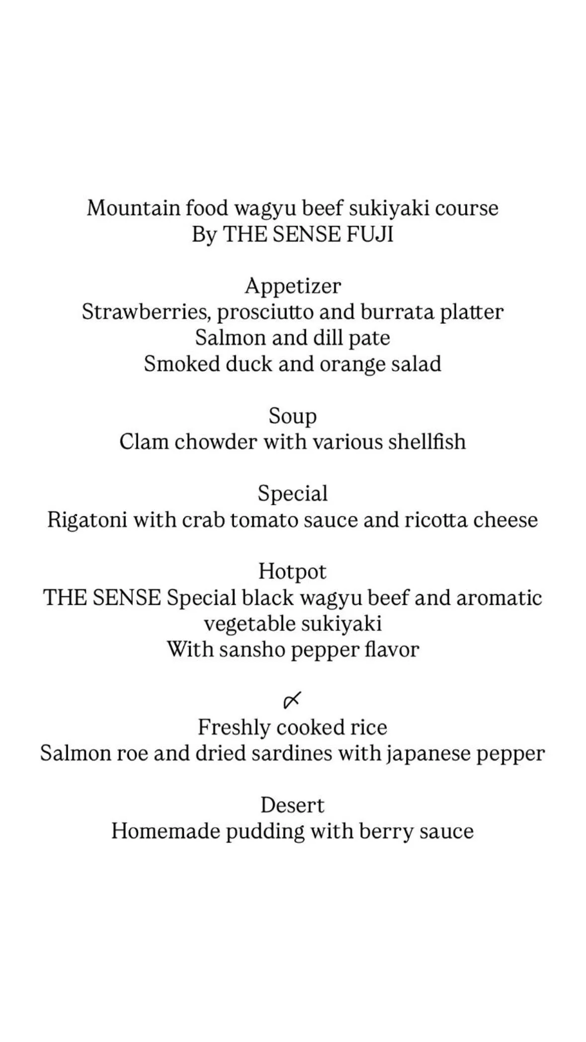 Dinner in The SENSE FUJI