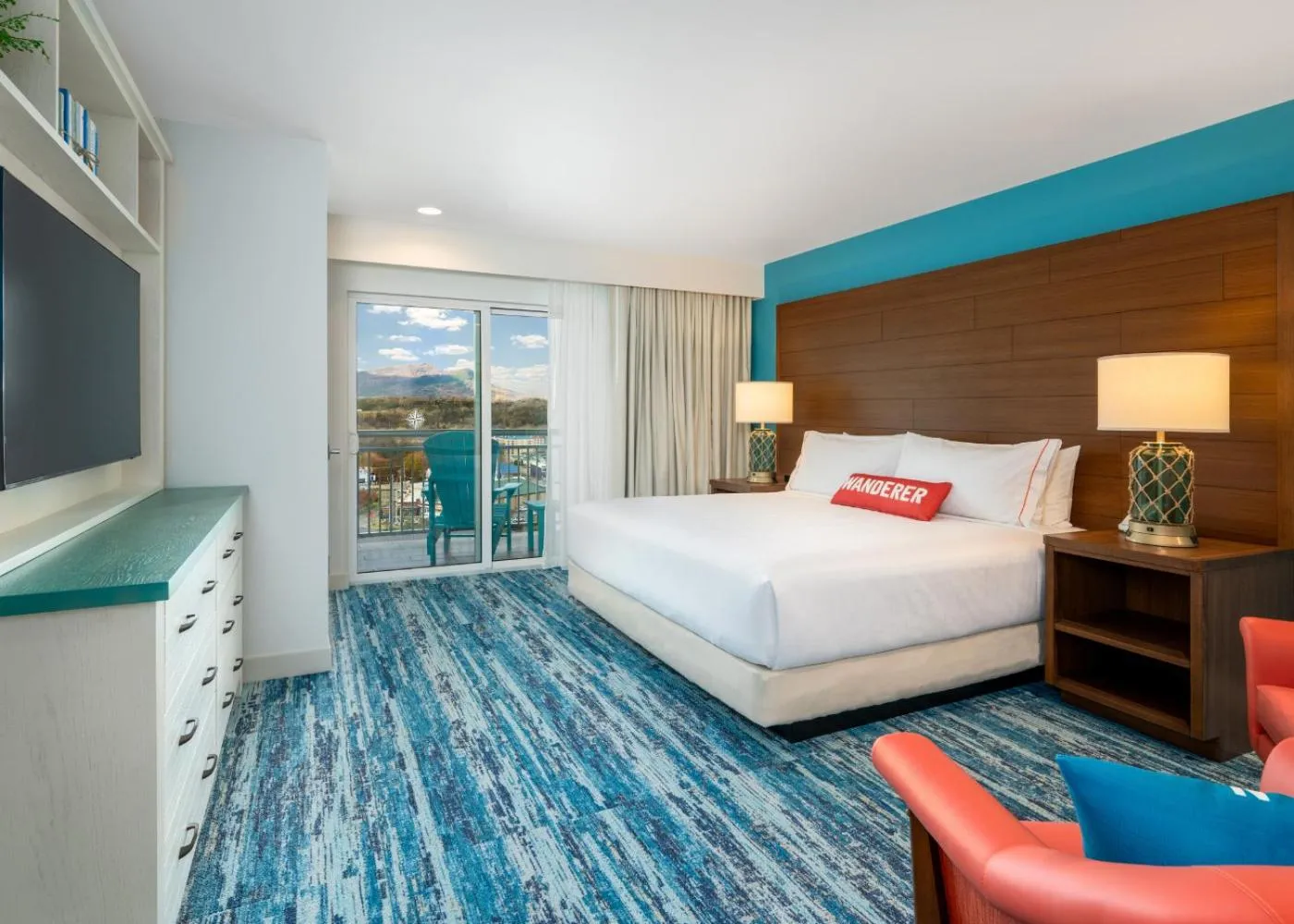 Bedroom, Bed in Compass by Margaritaville Hotel Pigeon Forge