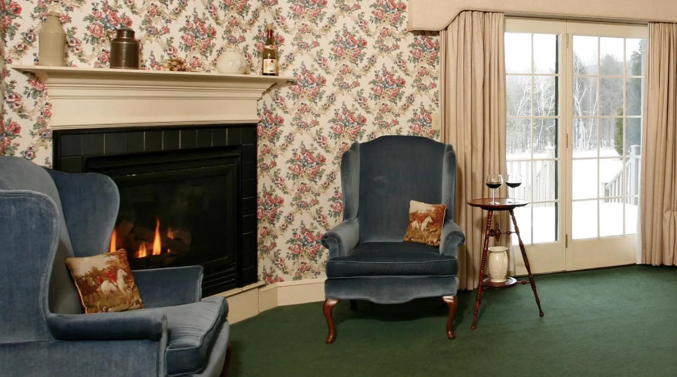 fireplace in Chesterfield Inn