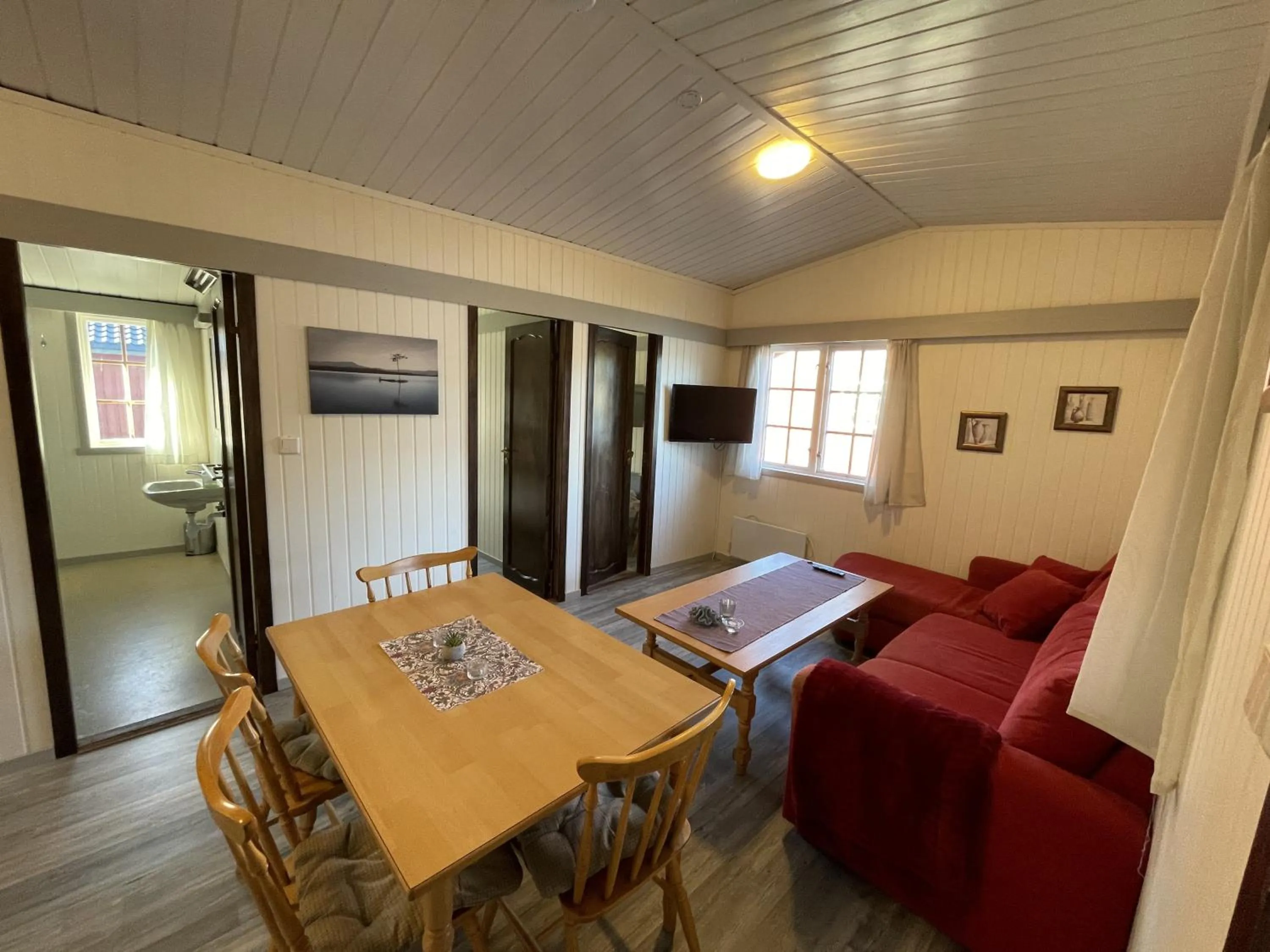 Living room, Bed in Sauda Fjord Camping